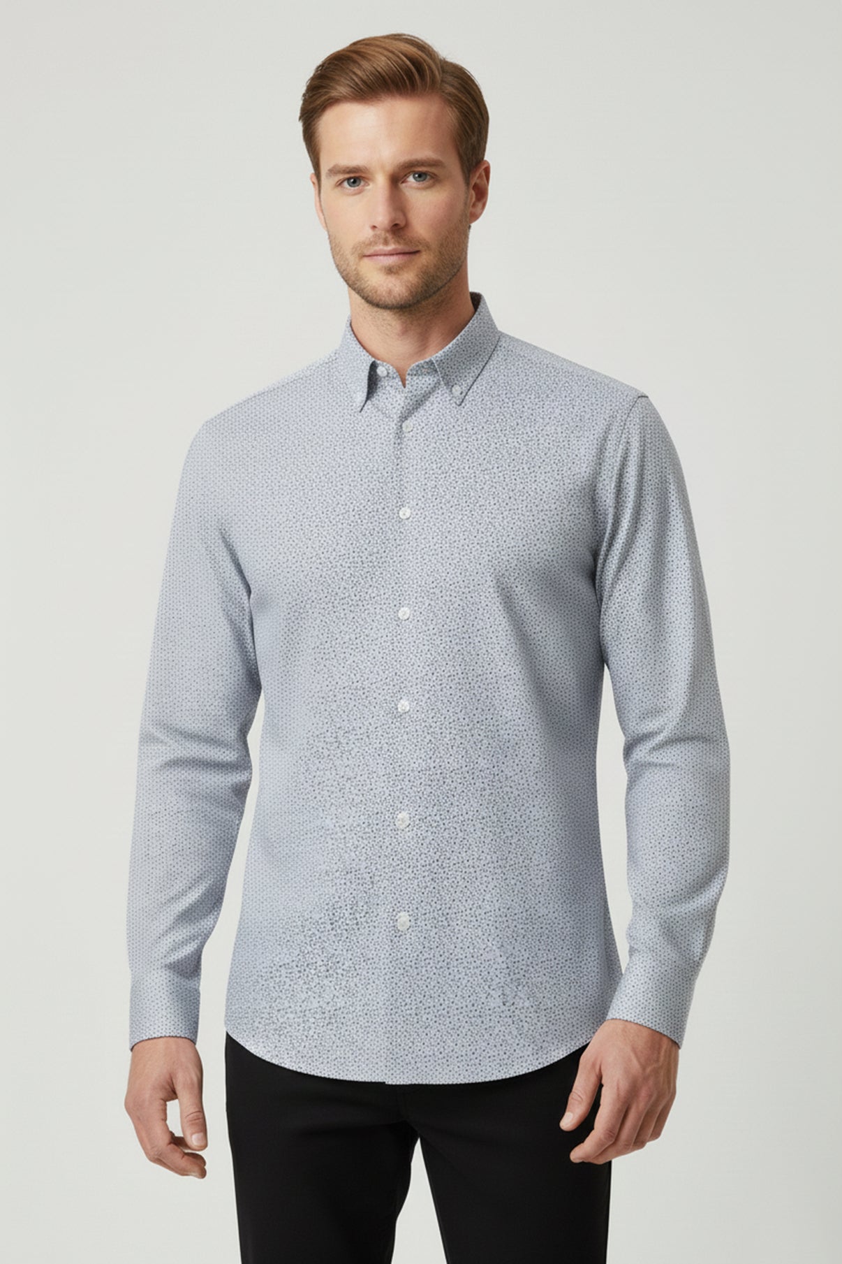 Langærmet jersey skjorte med ultra stretch i modern comfort fit