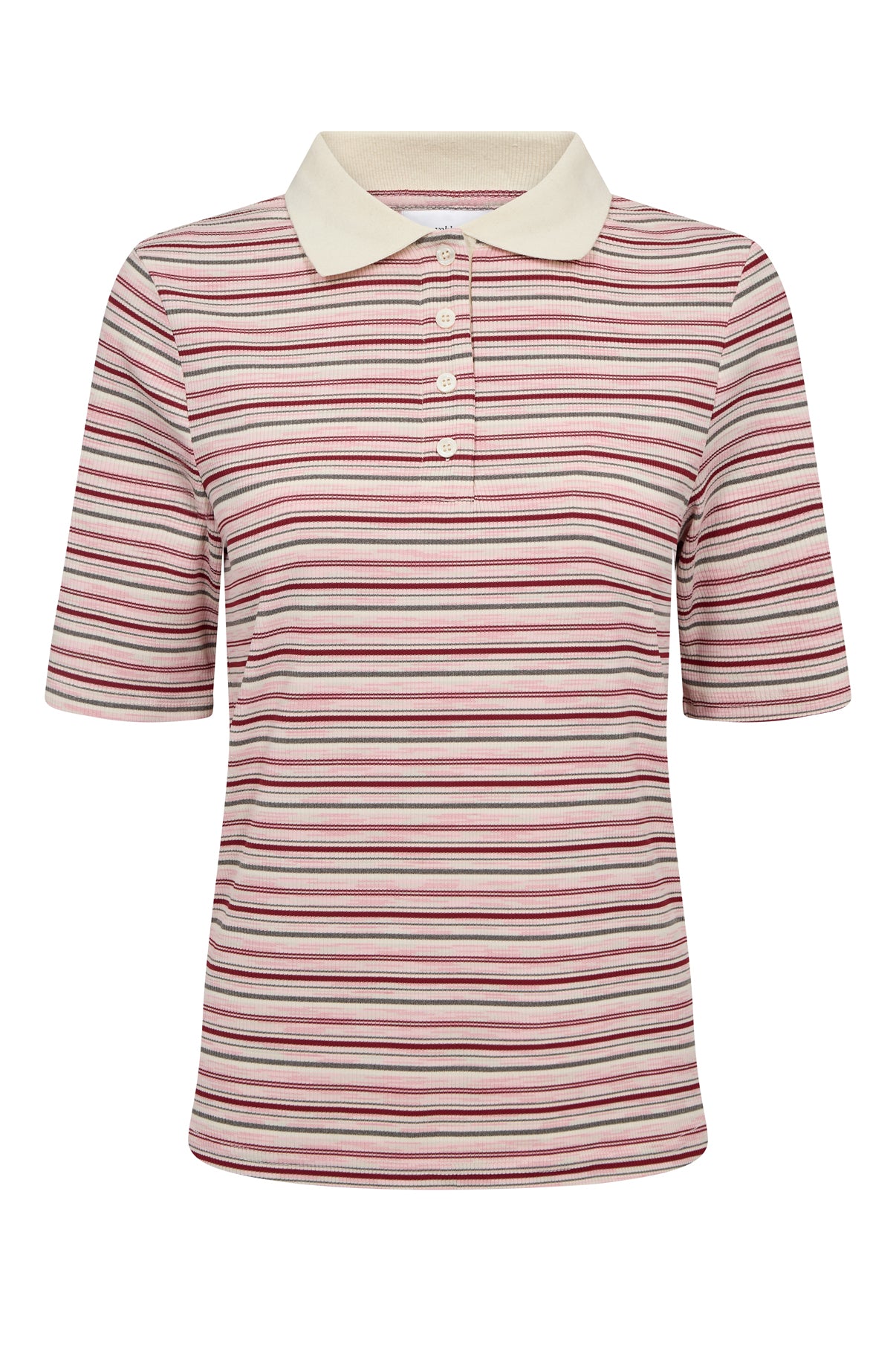 Fija - Stribet polo t-shirt i ribkvalitet