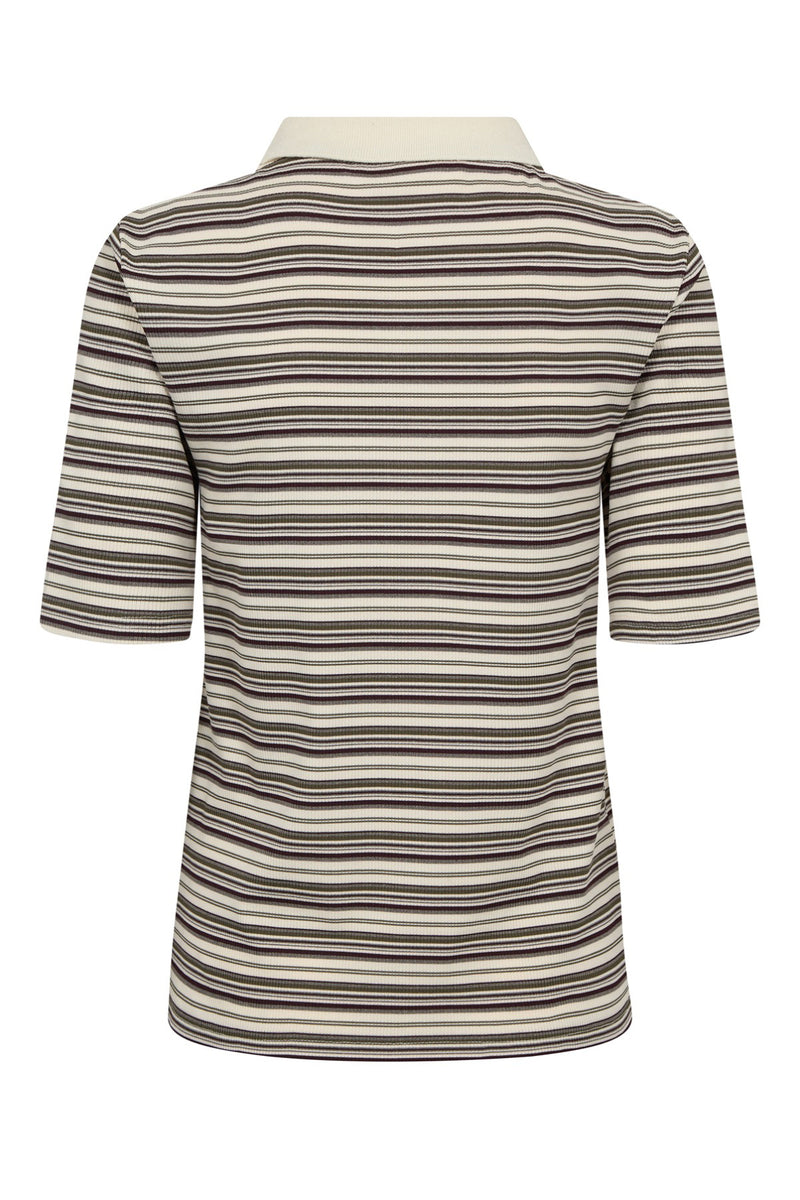 Fija - Stribet polo t-shirt i ribkvalitet