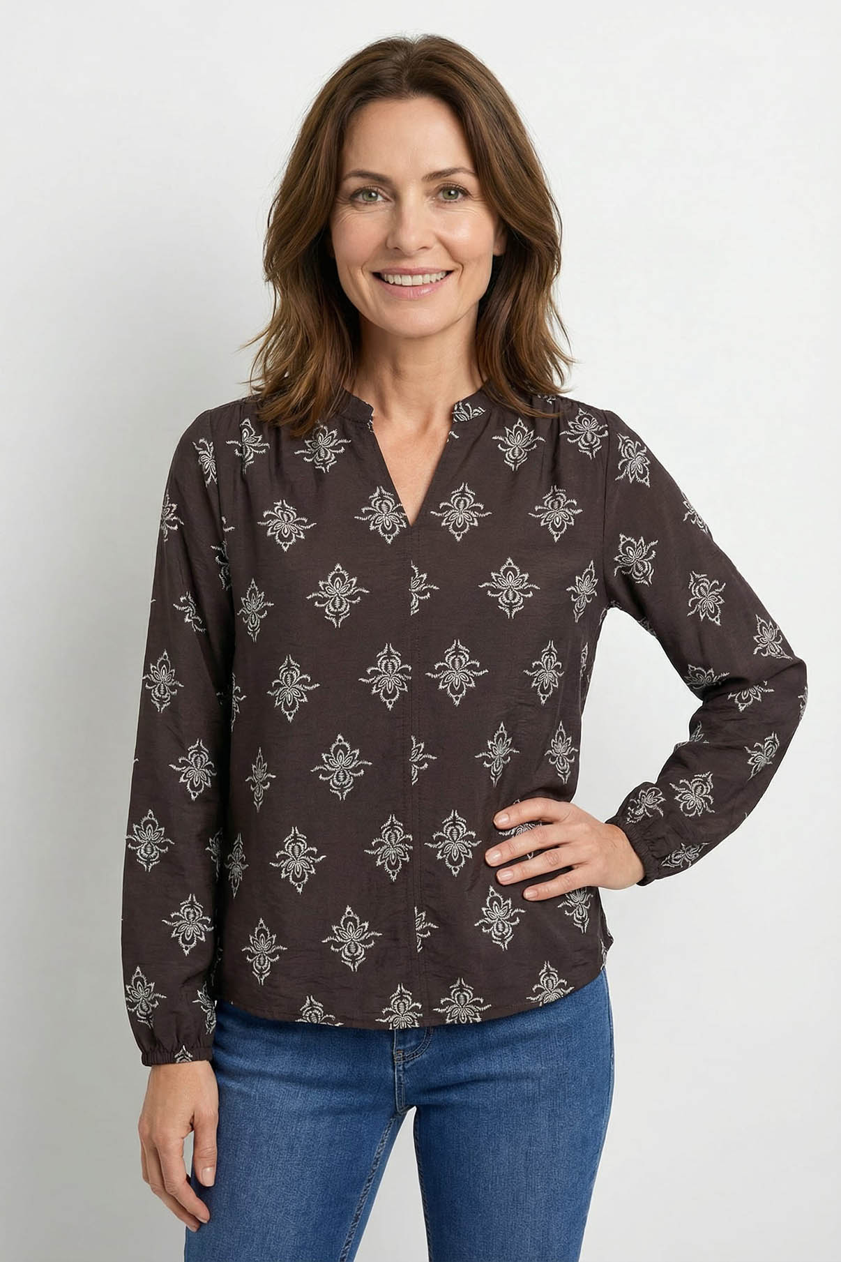 Nille - Viskose bluse med print
