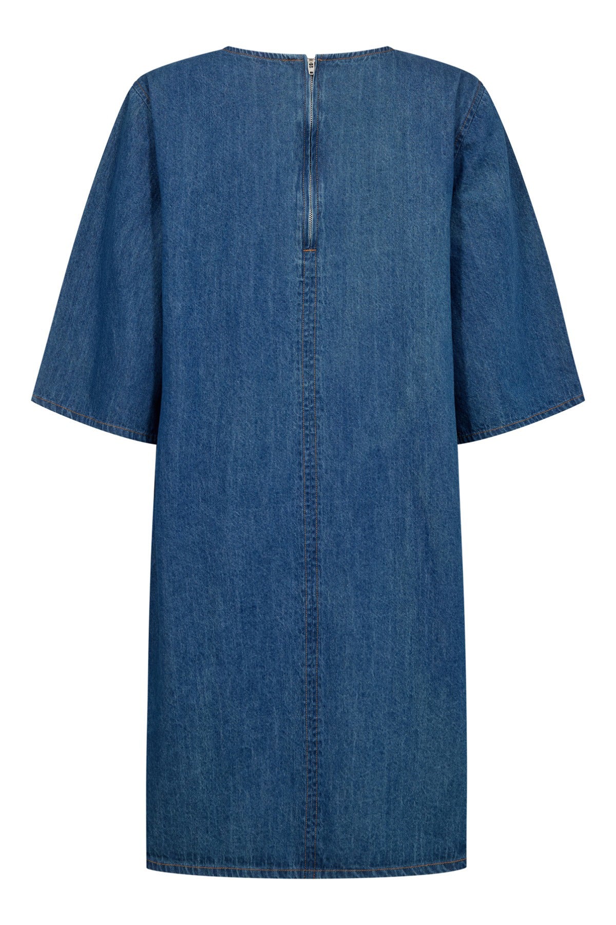 Adda - Denim kjole med trekvartærmer og lommer
