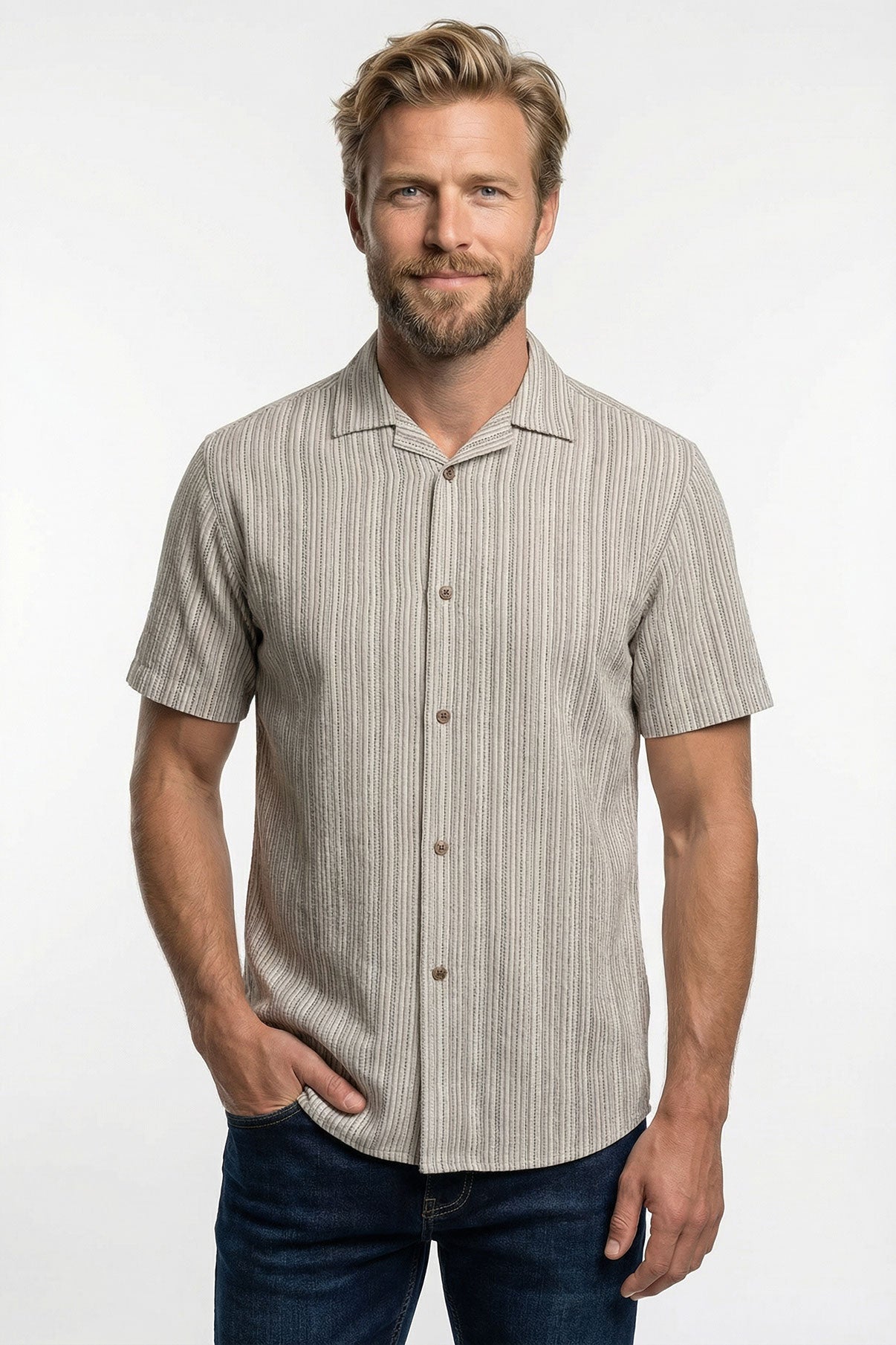 Grant SS - Kortærmet skjorte i hørblanding