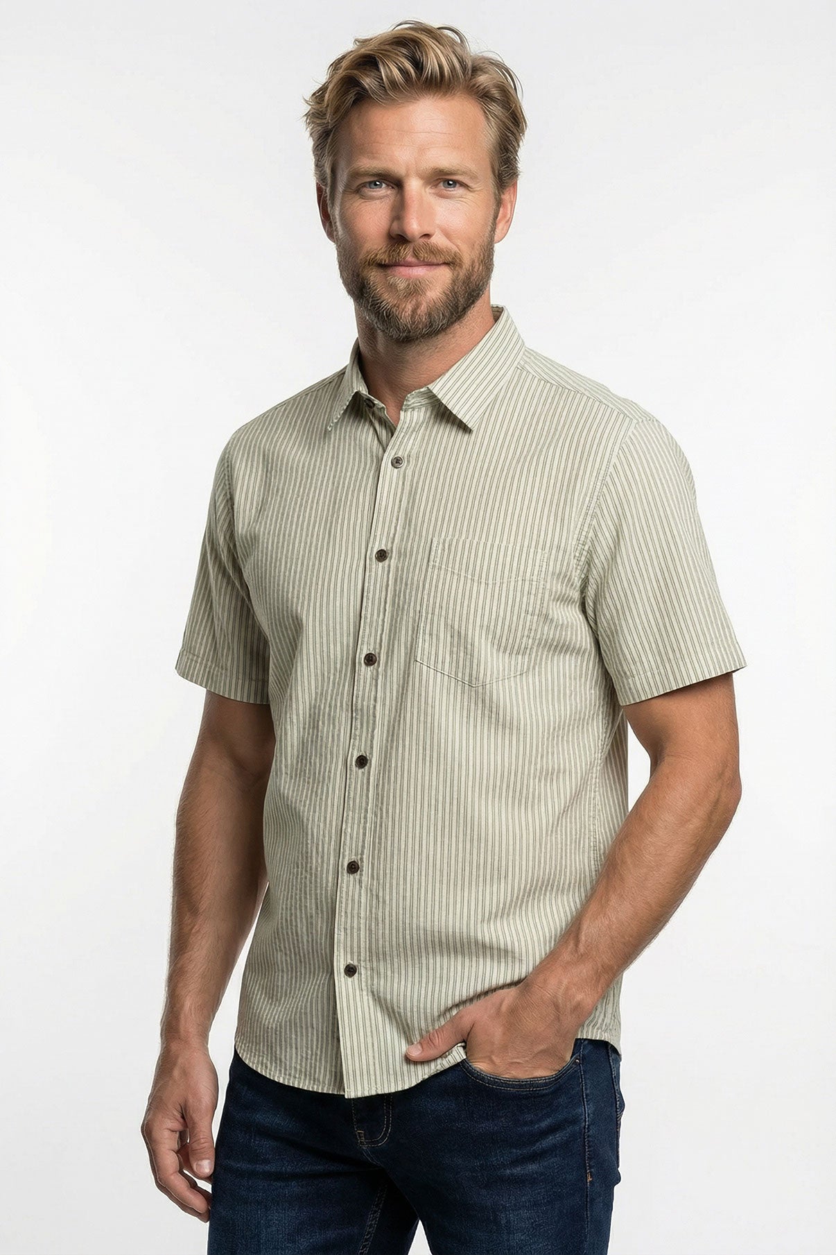 Joppe SS - Stribet skjorte med korte ærmer