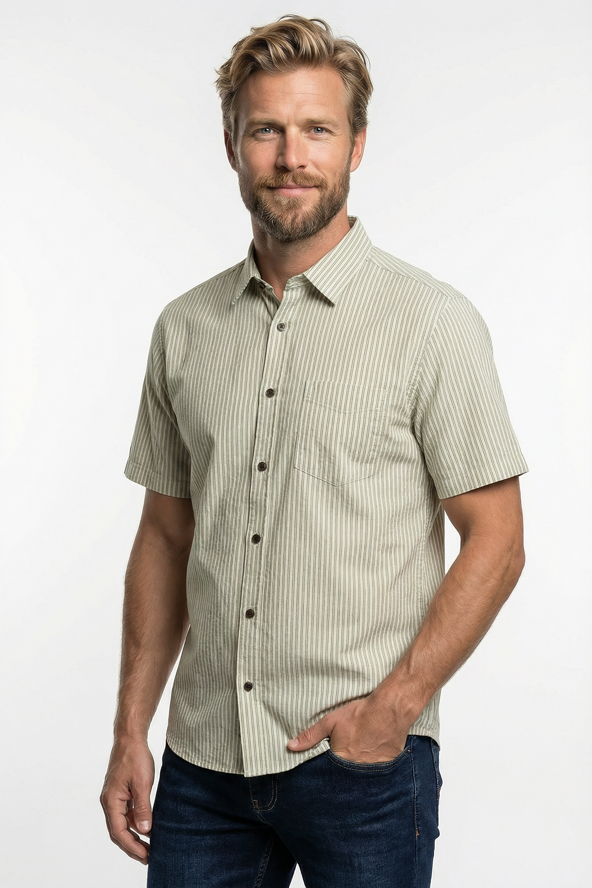 Joppe SS - Stribet skjorte med korte ærmer