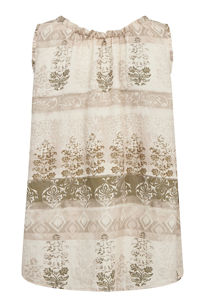 Rosalil - Mønstret top med flæsedetaljer