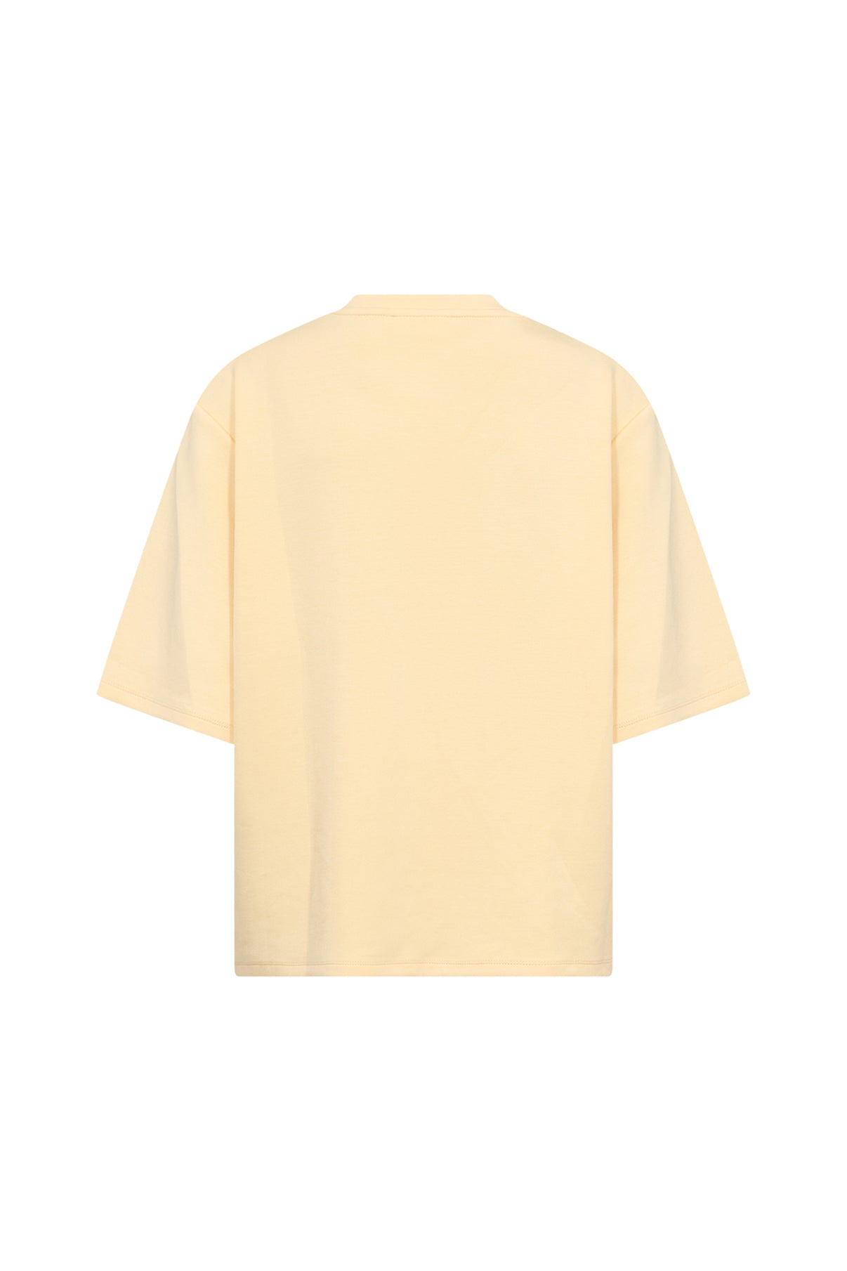 Lys gylden gul T-shirt i blød kvalitet med korte ærmer set bagfra.