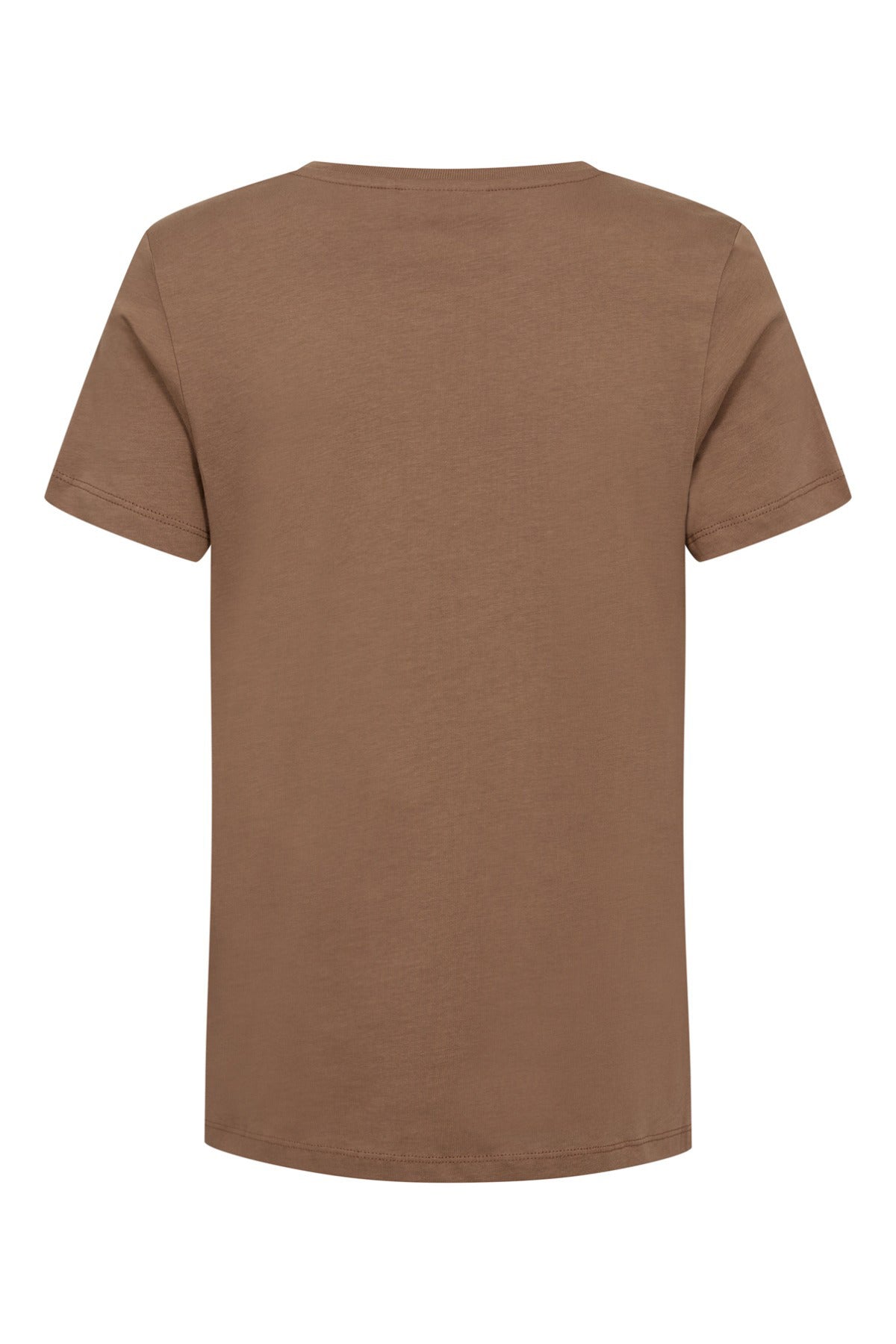 Bomulds t-shirt i Coca Mocha brun med korte ærmer og rund hals, set bagfra.