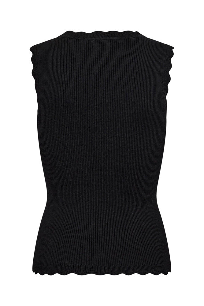 Kaja - Ribstrikket vest med muslingekant