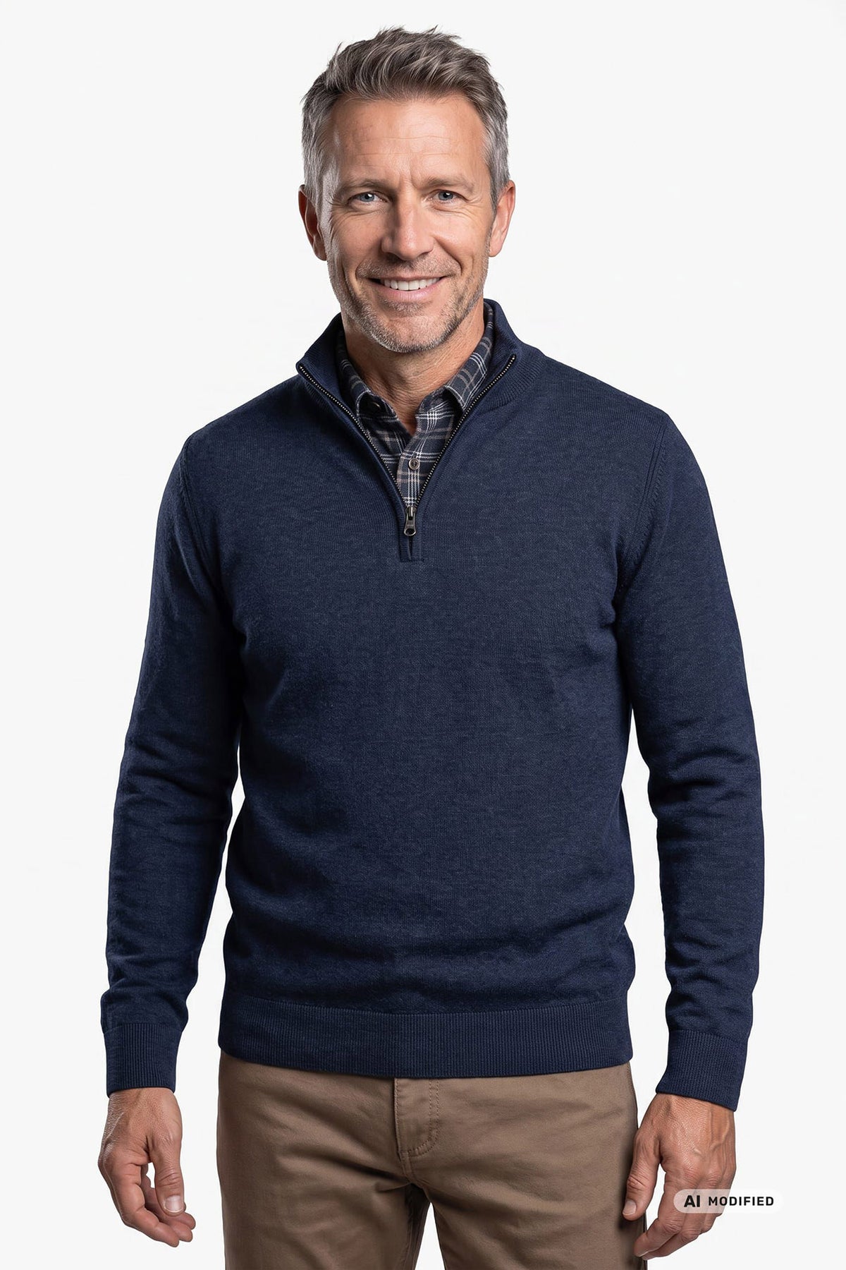 Lasso - Half zip striktrøje med høj hals