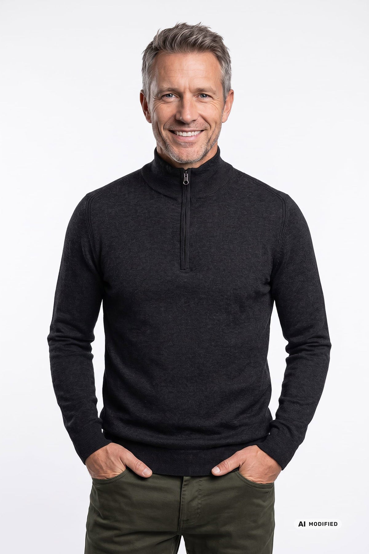 Lasso - Half zip striktrøje med høj hals