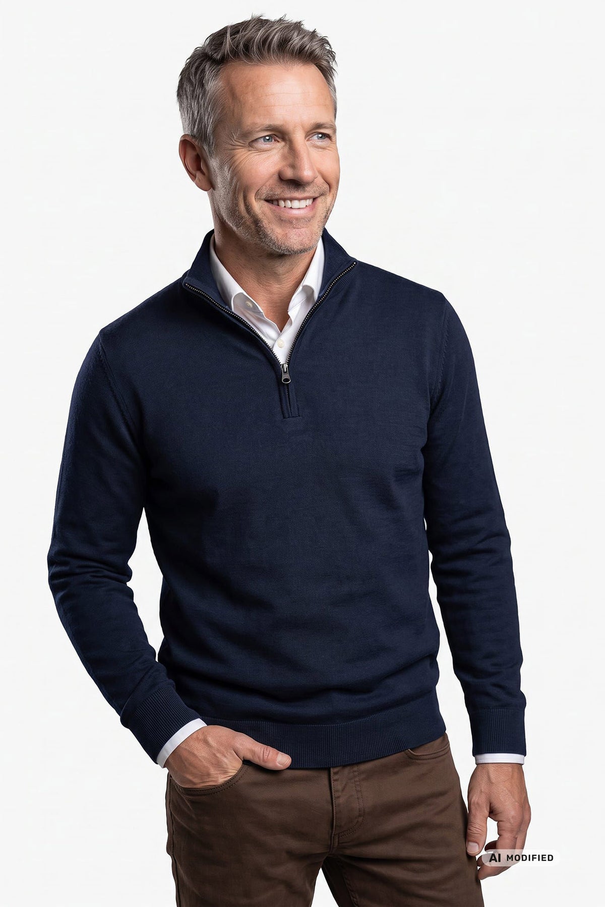 Lasso - Half zip striktrøje med høj hals