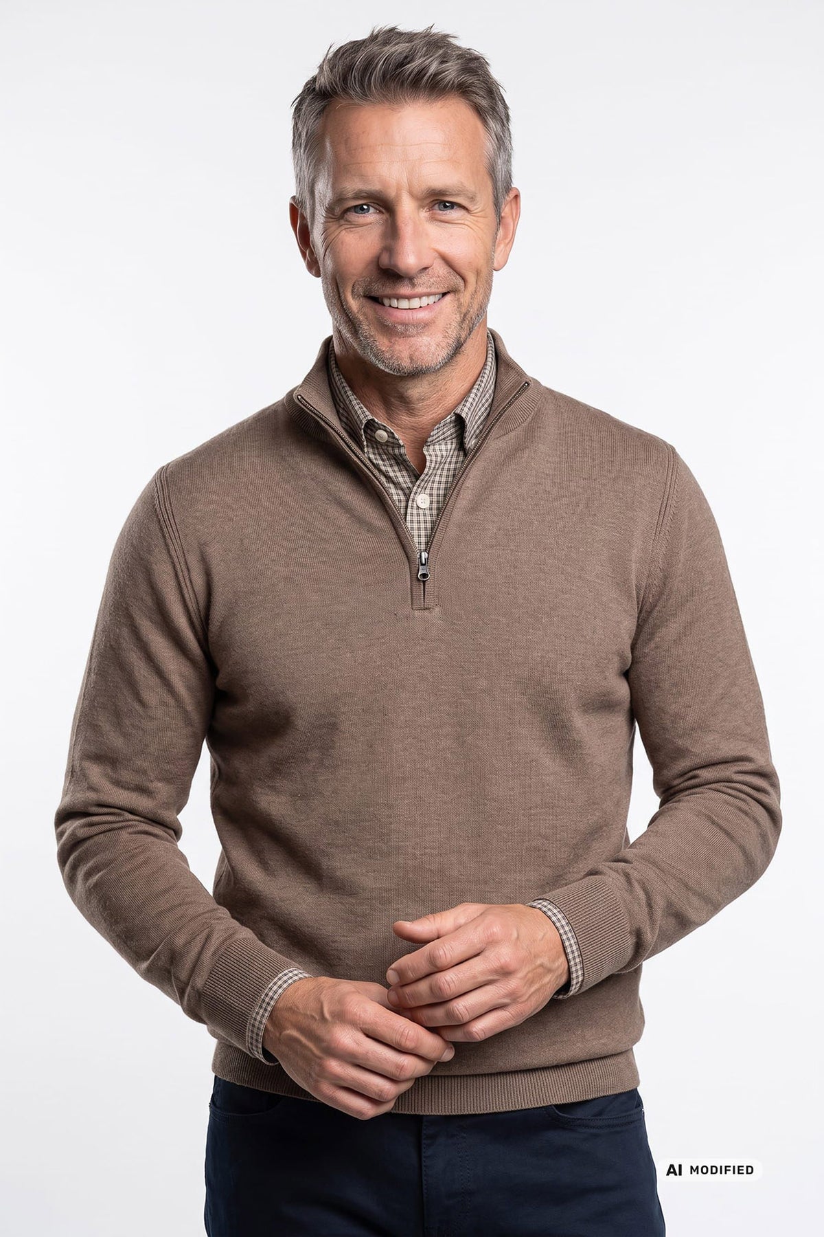 Lasso - Half zip striktrøje med høj hals