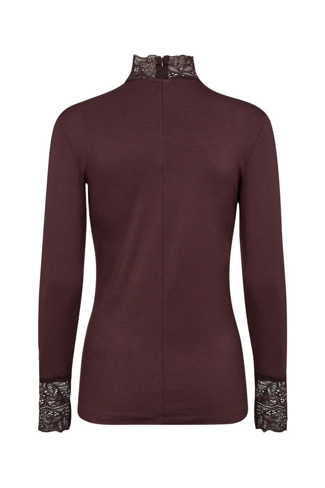 Gia - Bluse med blondekrave og blondemanchetter