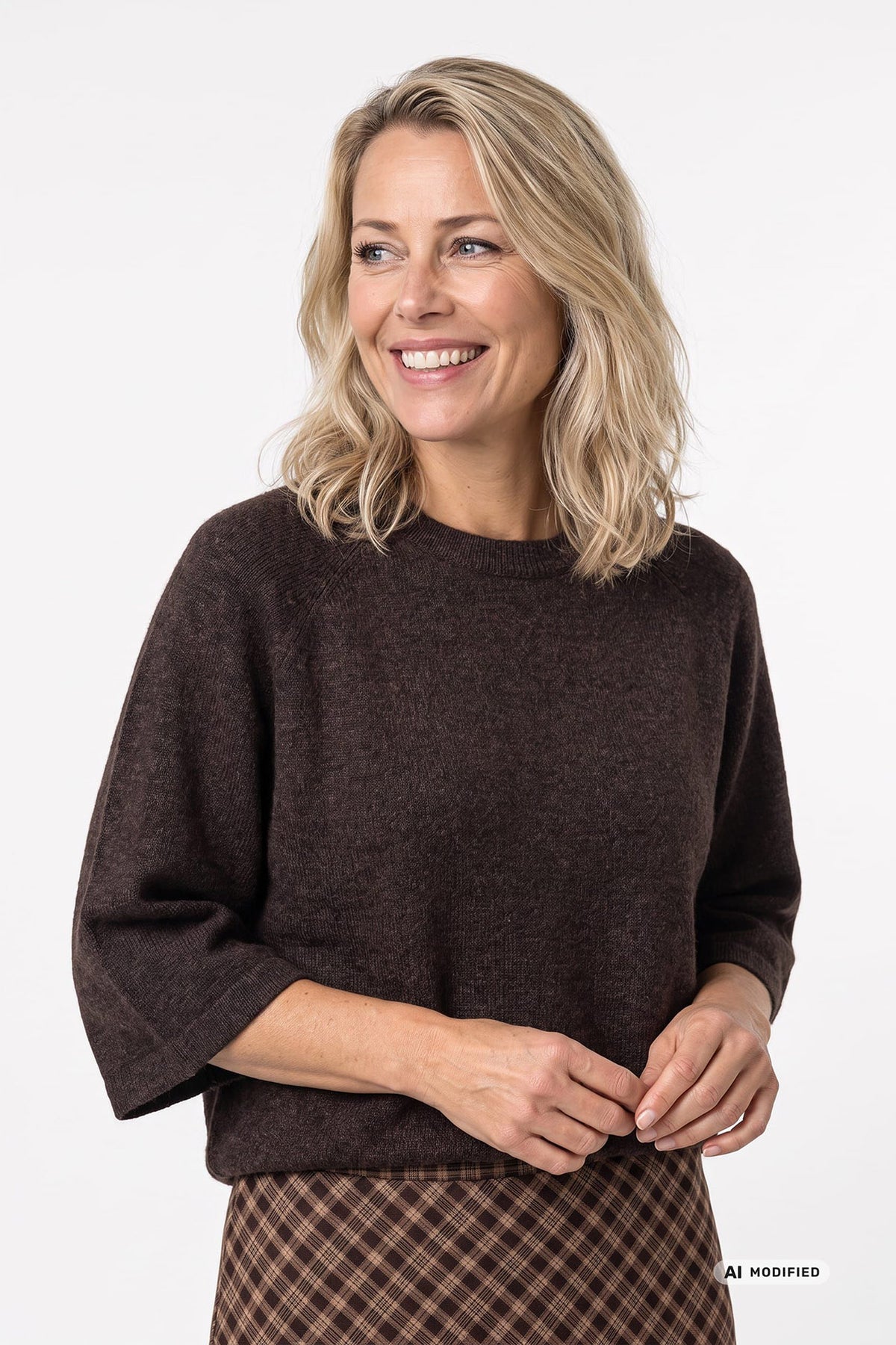 Sally - Strik med trekvartærmer og rund hals