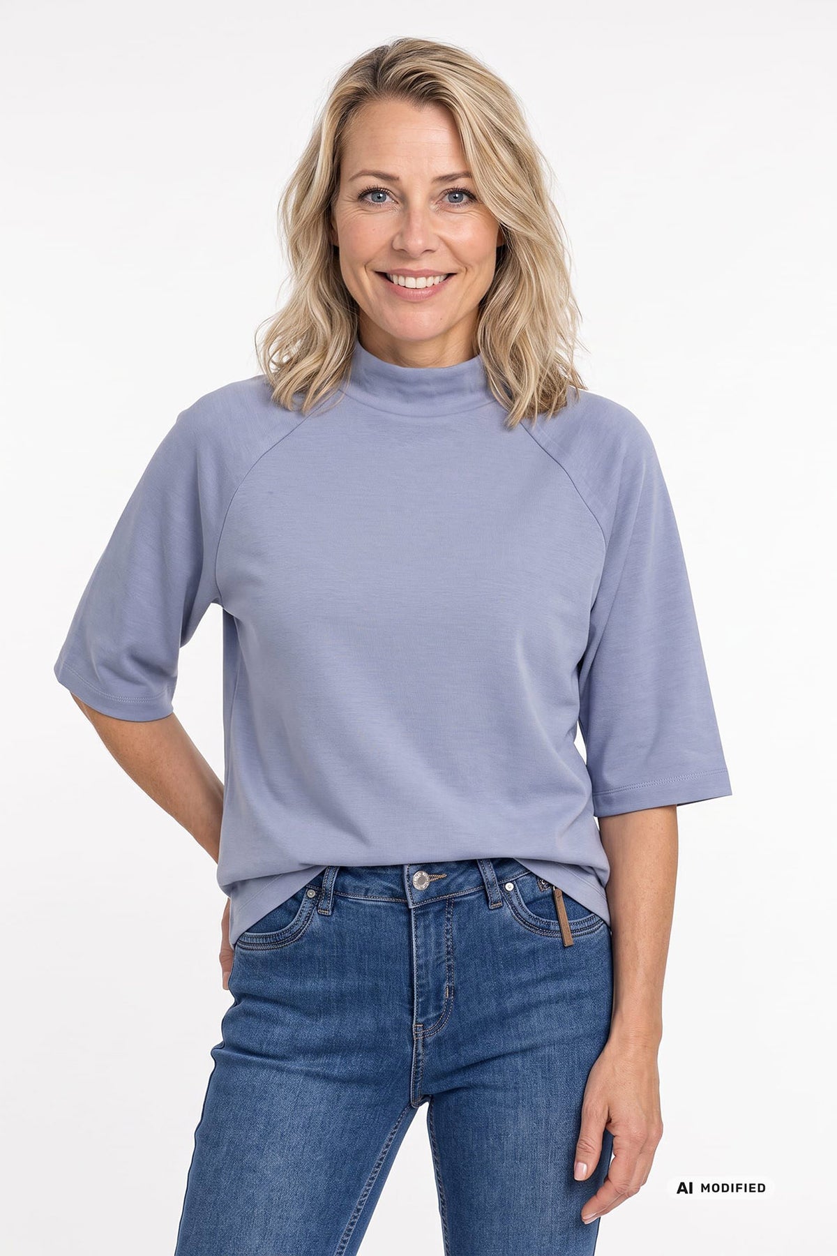 Smilla - T-shirt med høj krave i modalblanding