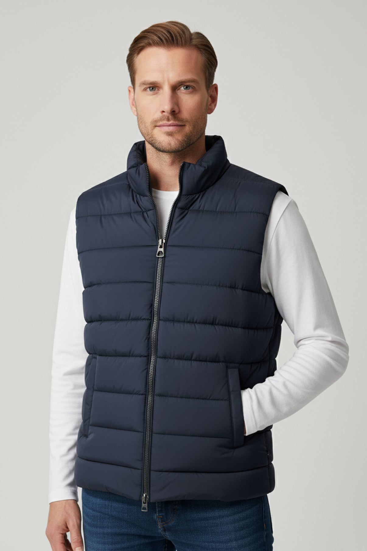 Lun puffervest med lommer