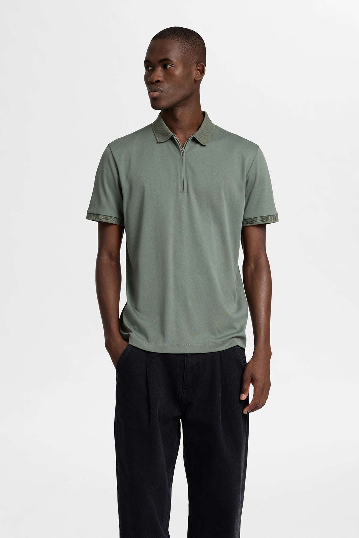 SELECTED HOMME SLHFAVE ZIP SS POLO NOOS