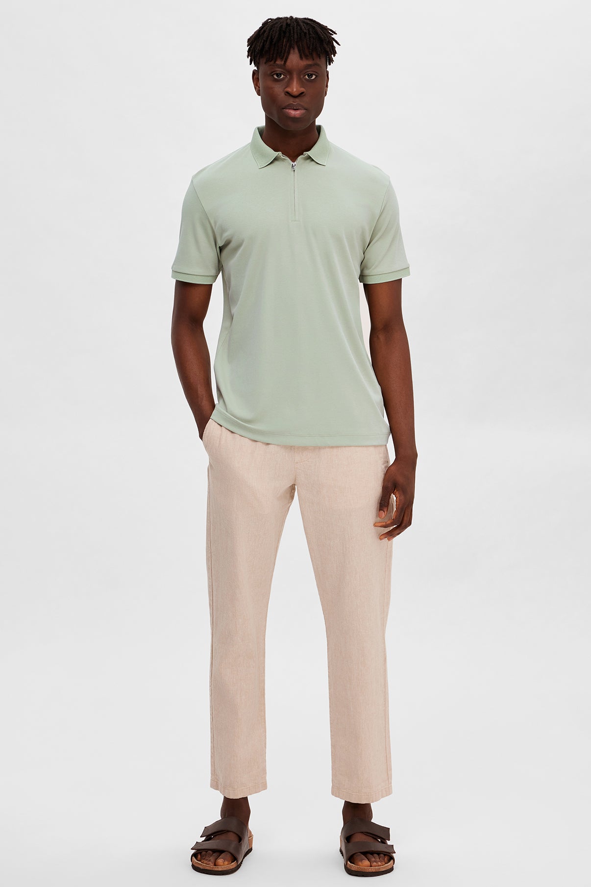 SELECTED HOMME SLHFAVE ZIP SS POLO NOOS