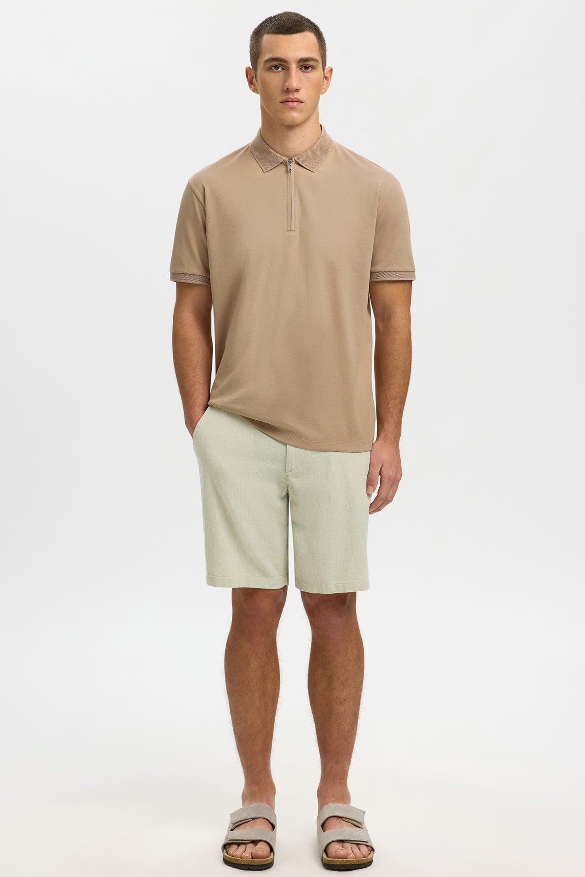 SELECTED HOMME SLHFAVE ZIP SS POLO NOOS