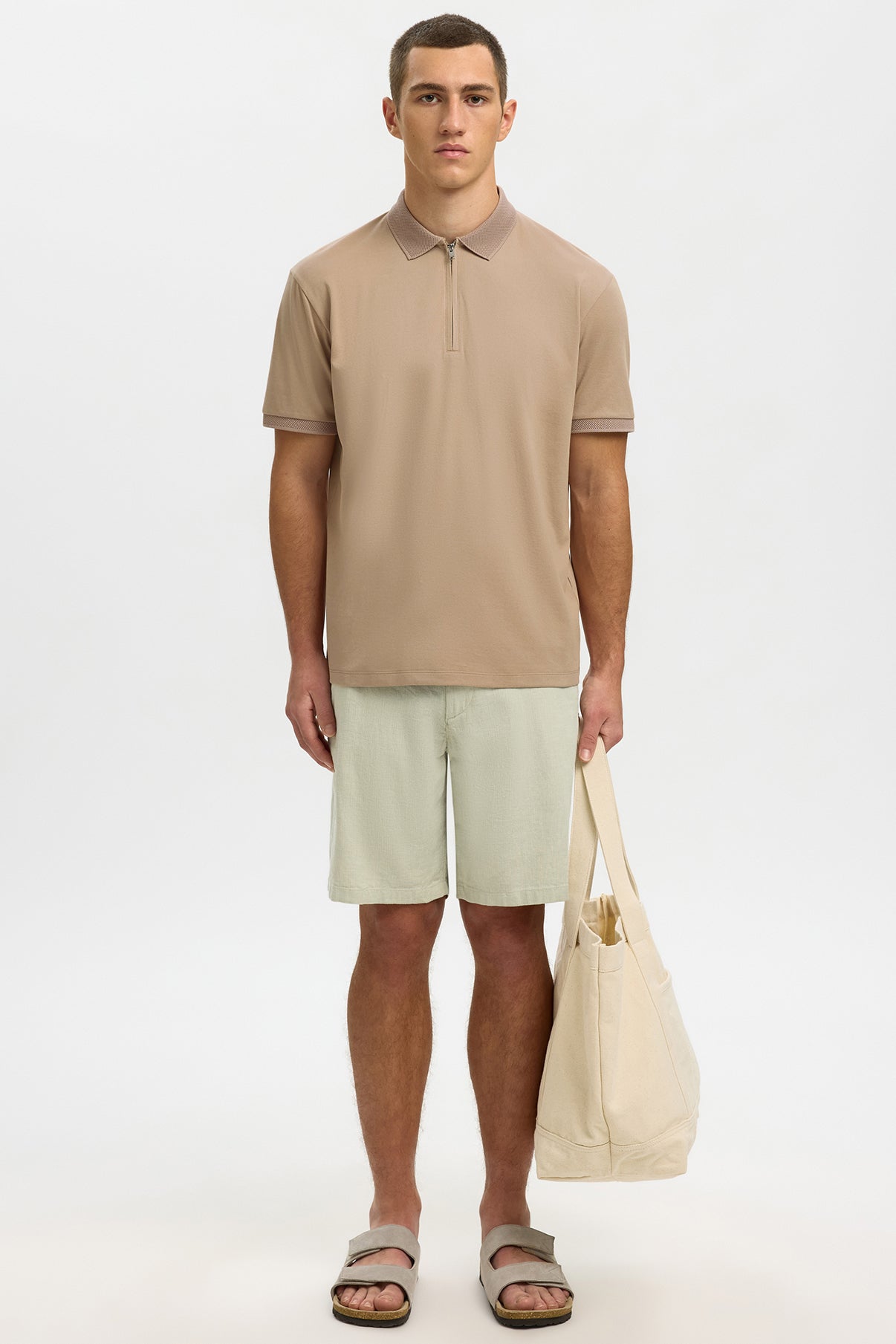 SELECTED HOMME SLHFAVE ZIP SS POLO NOOS