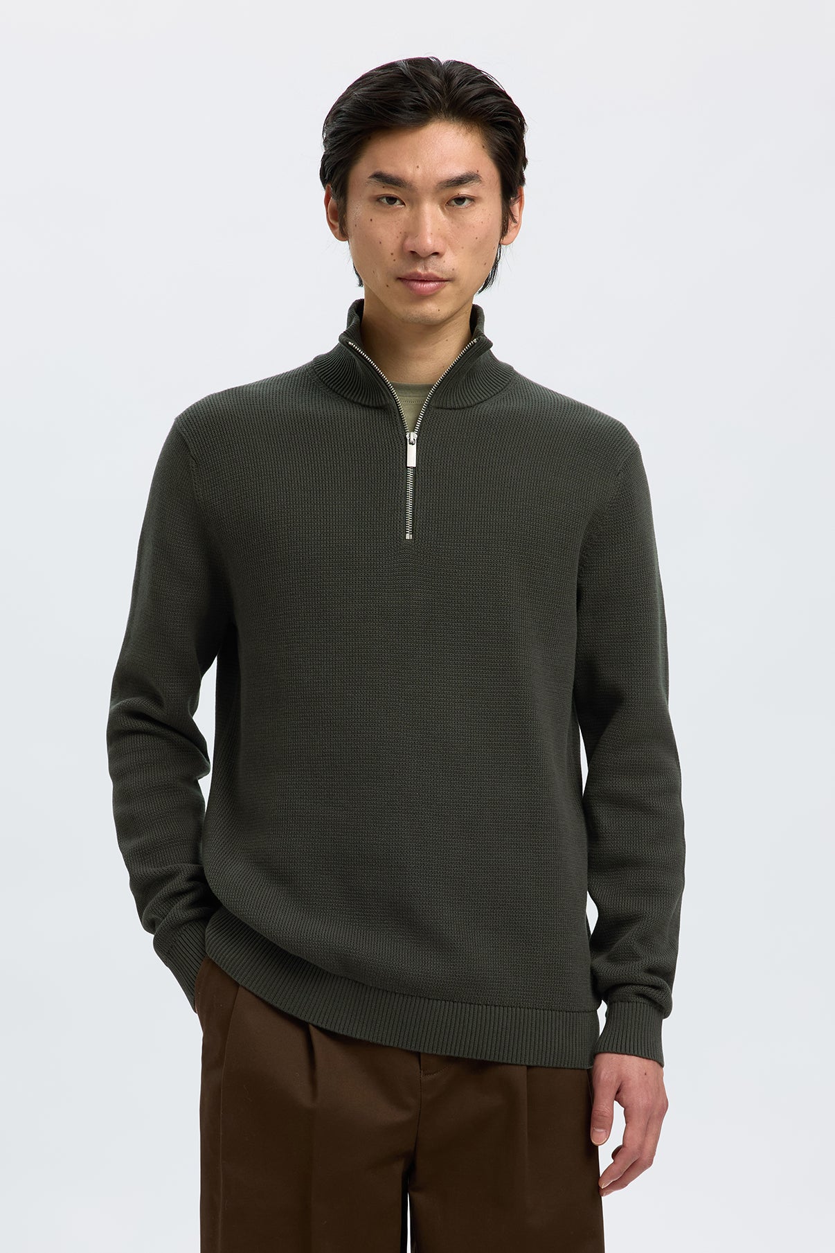 SELECTED HOMME SLHDANE LS KNIT STRUCTURE HALF ZIP NOOS