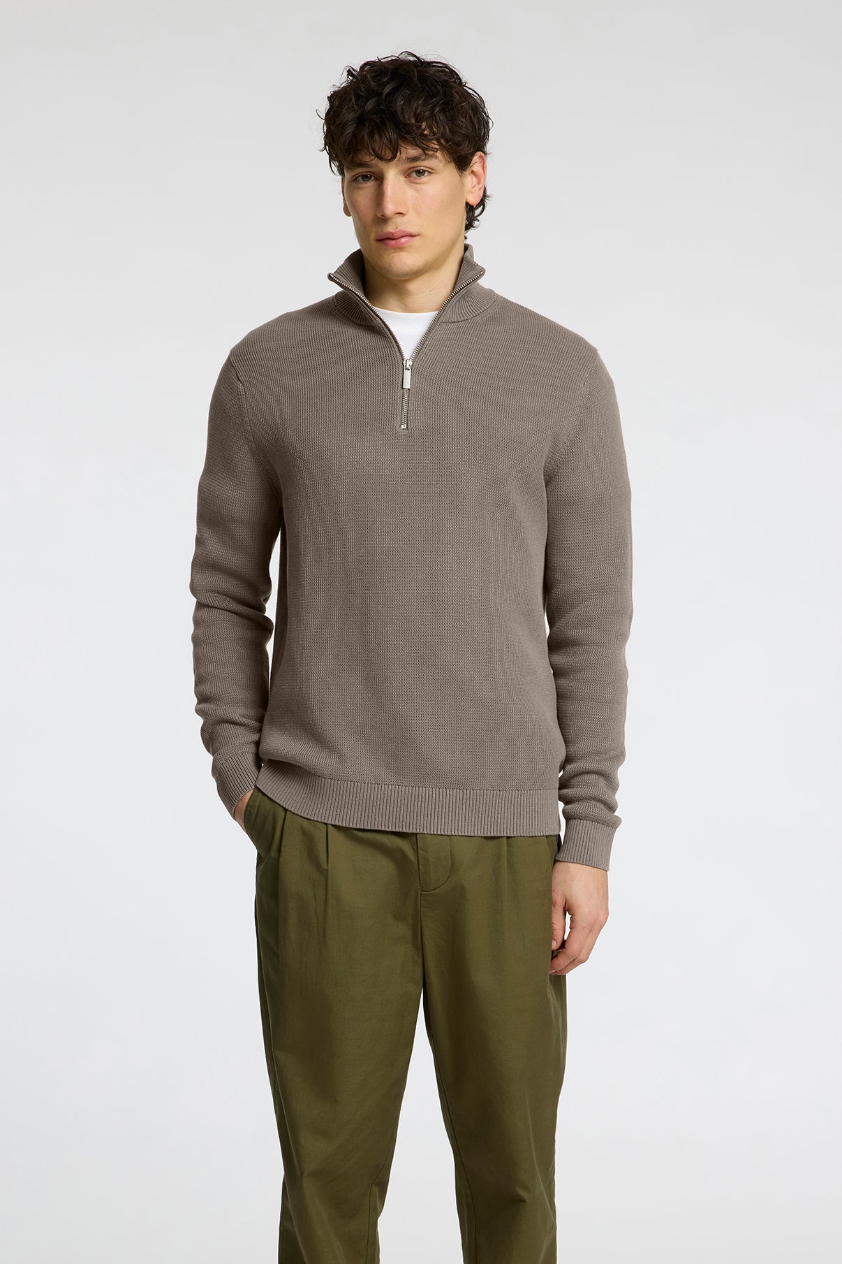 SELECTED HOMME SLHDANE LS KNIT STRUCTURE HALF ZIP NOOS