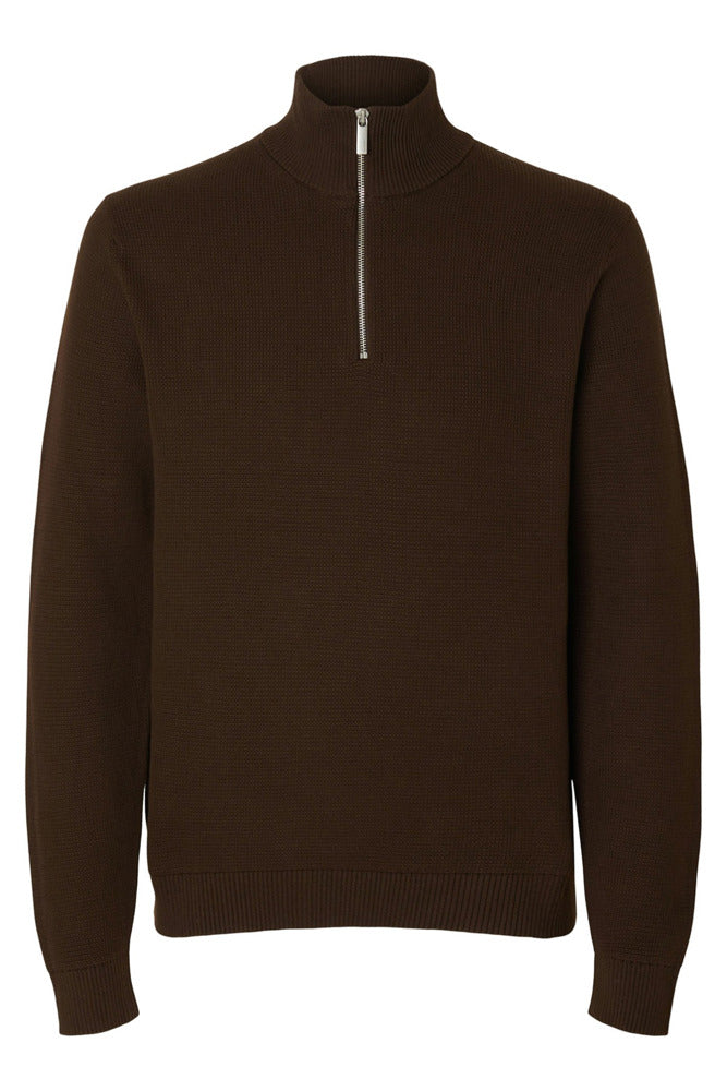 SLHDANE - Langærmet struktureret strik med half zip