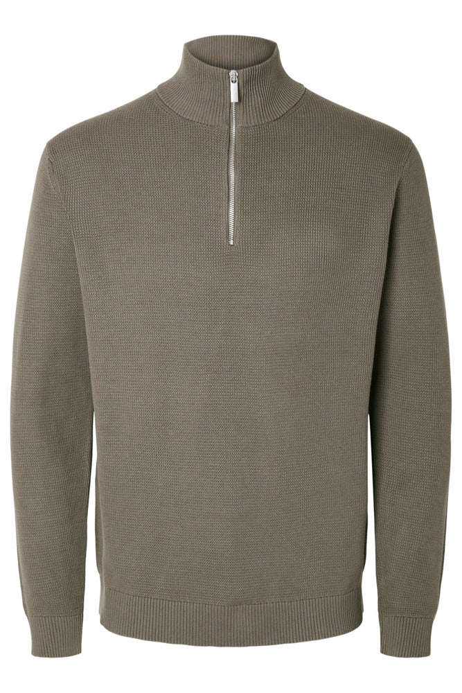 SLHDANE - Langærmet struktureret strik med half zip