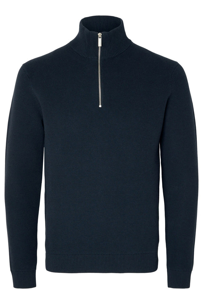 SLHDANE - Langærmet struktureret strik med half zip