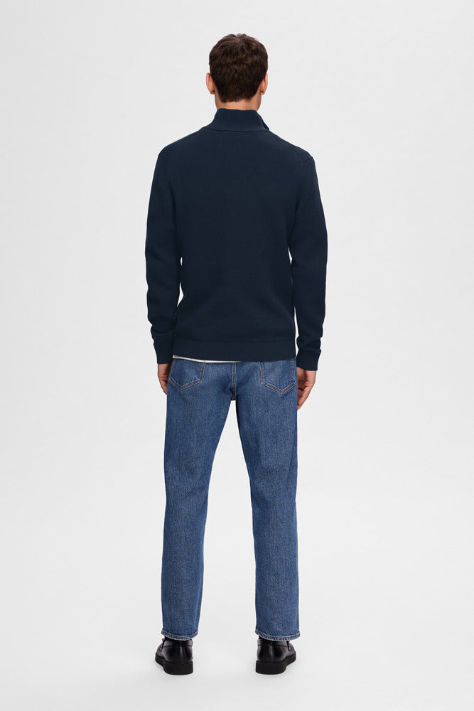 SLHDANE - Langærmet struktureret strik med half zip