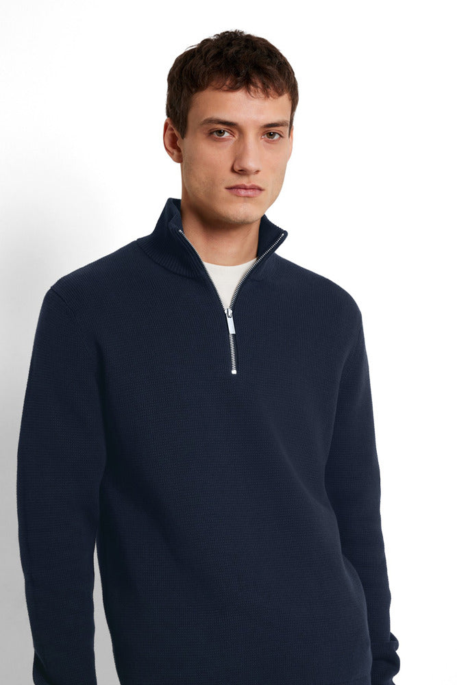 SLHDANE - Langærmet struktureret strik med half zip