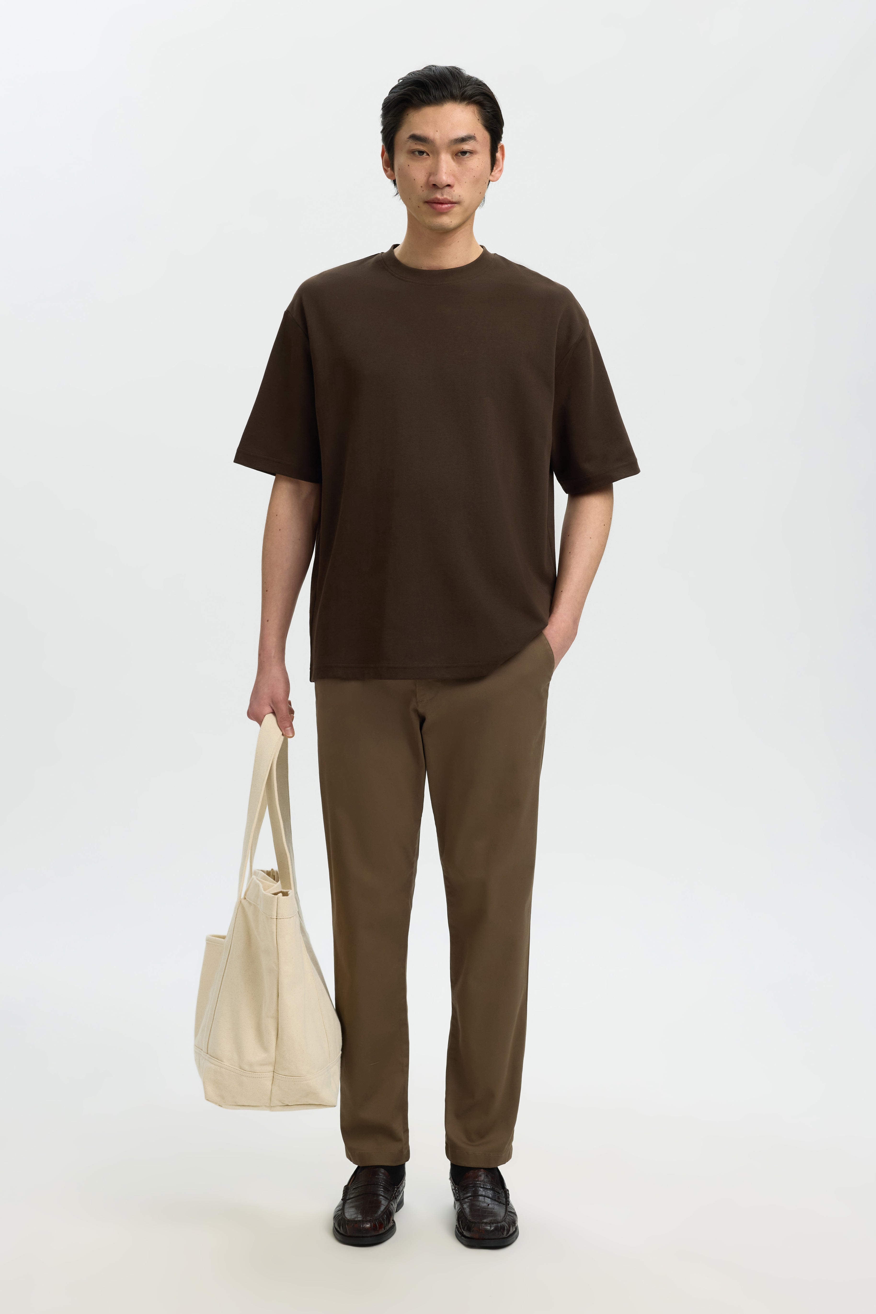 SLHLOOSEOSCAR - Boxy t-shirt med korte ærmer
