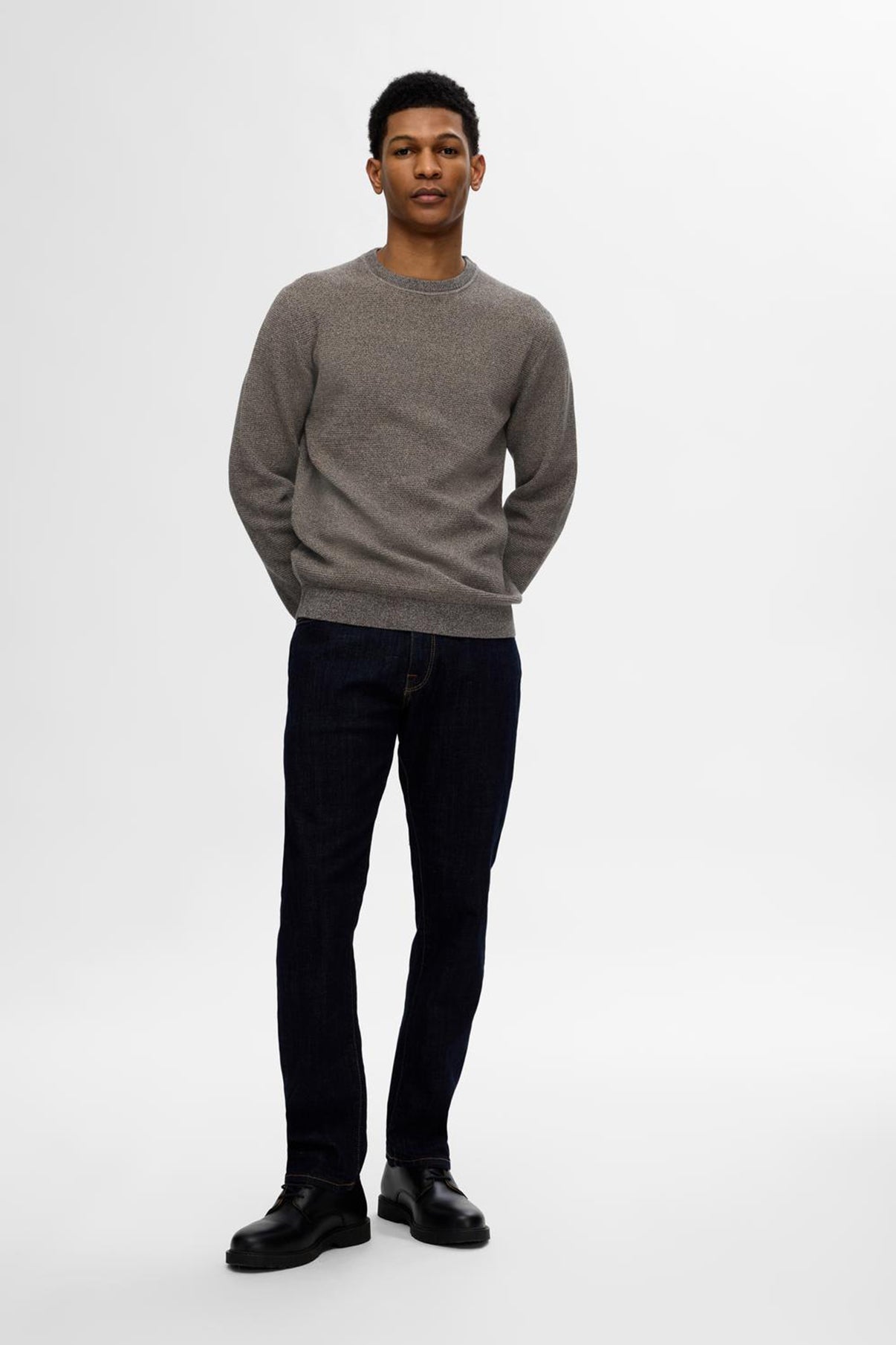 SELECTED HOMME SLHROSS LS KNIT STRUCTURE CREW NECK NOOS