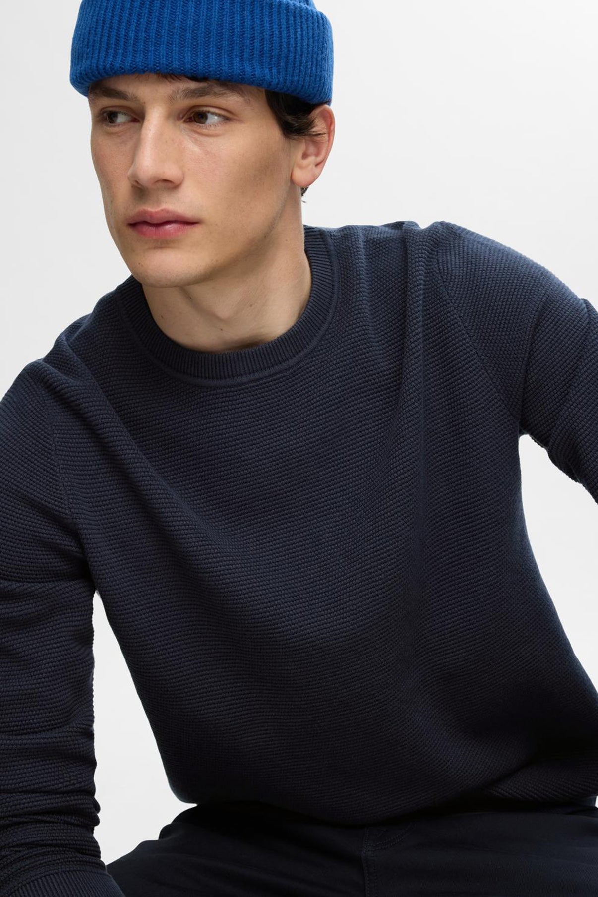 SELECTED HOMME SLHROSS LS KNIT STRUCTURE CREW NECK NOOS