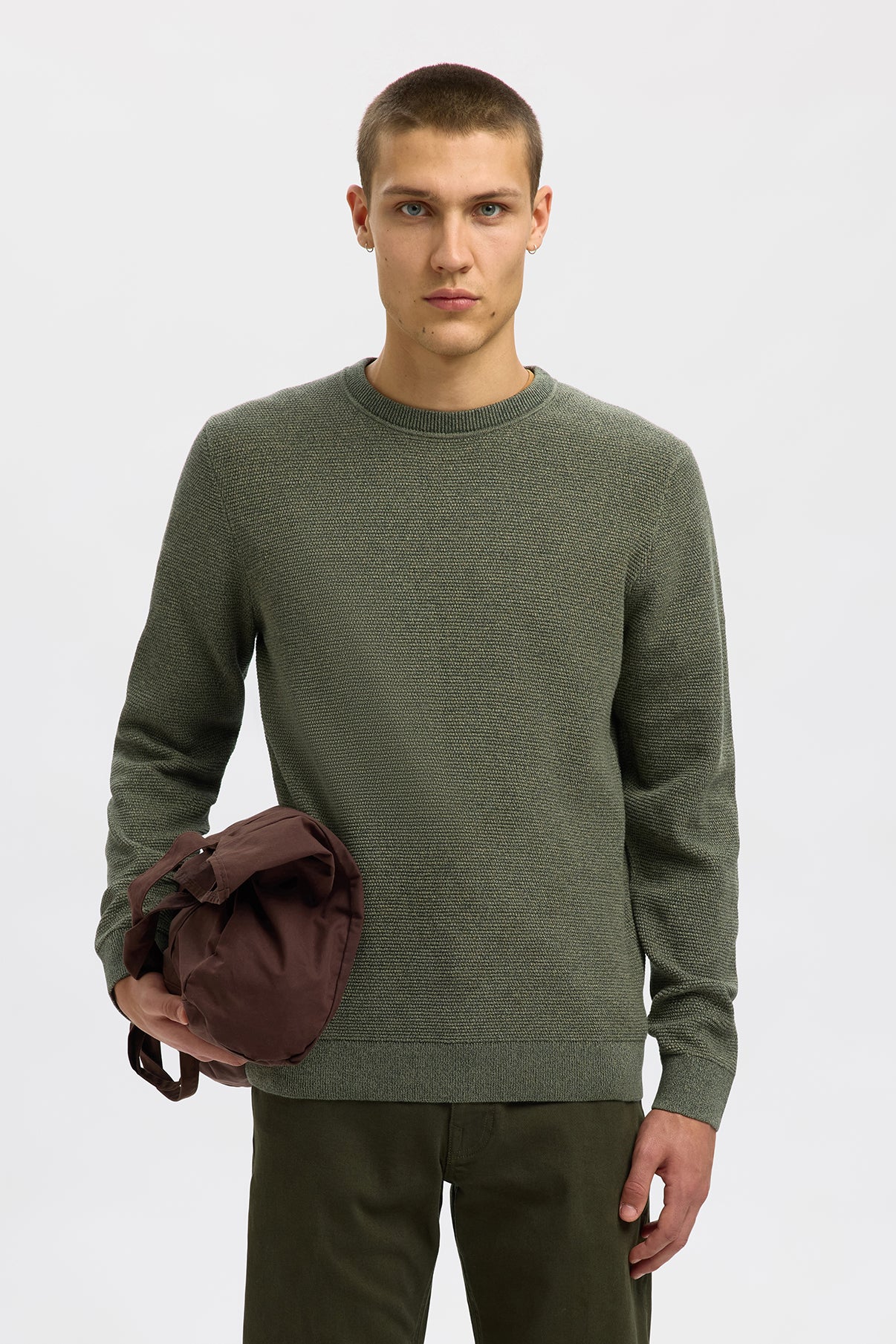 SELECTED HOMME SLHROSS LS KNIT STRUCTURE CREW NECK NOOS