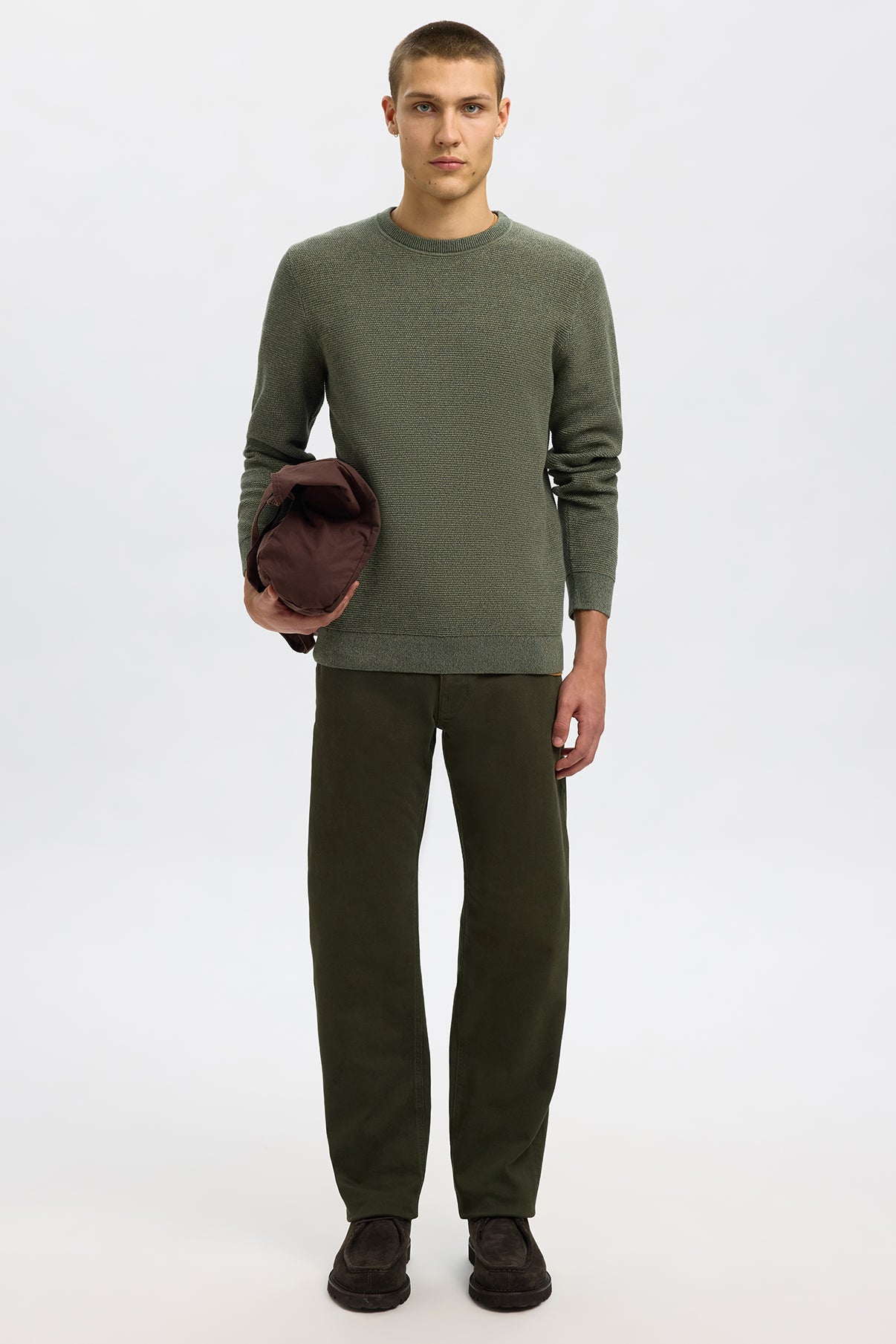 SELECTED HOMME SLHROSS LS KNIT STRUCTURE CREW NECK NOOS