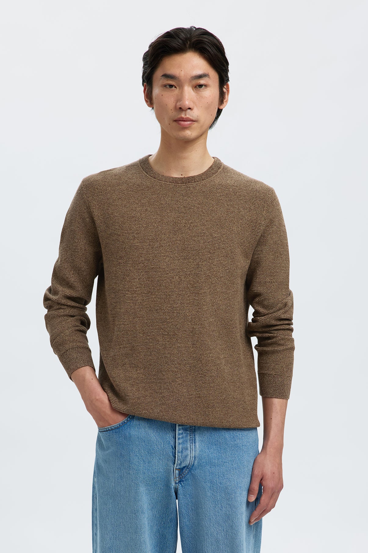 SELECTED HOMME SLHROSS LS KNIT STRUCTURE CREW NECK NOOS