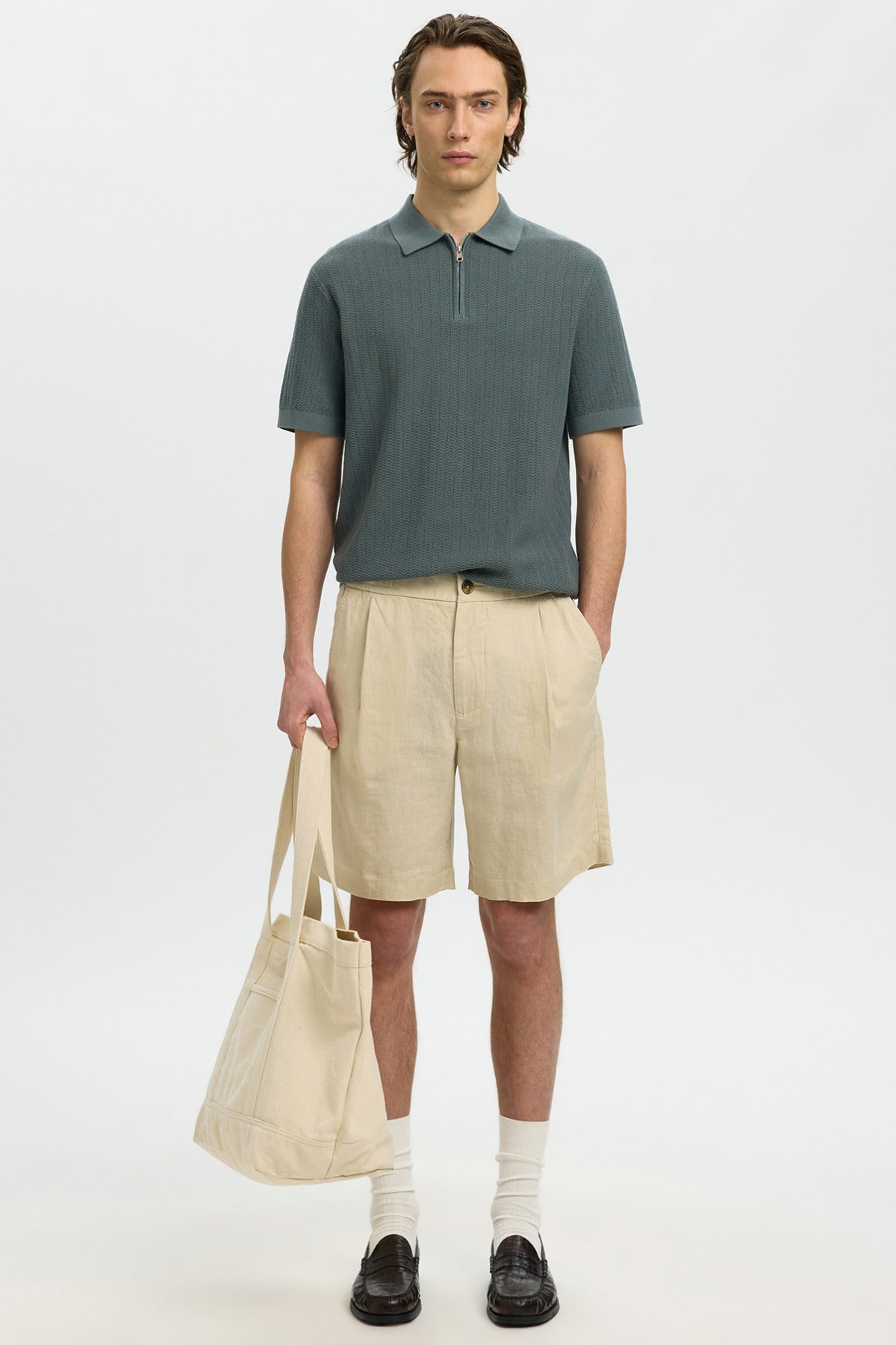 SLHCRAN - Kortærmet strik polo med zip