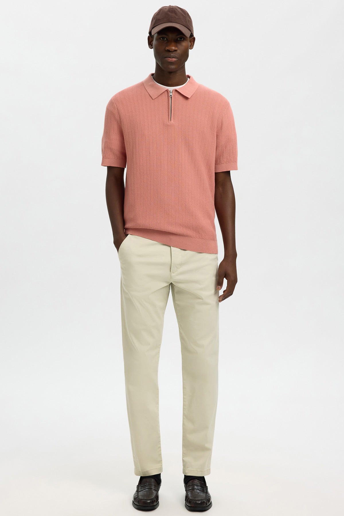 SLHCRAN - Kortærmet strik polo med zip