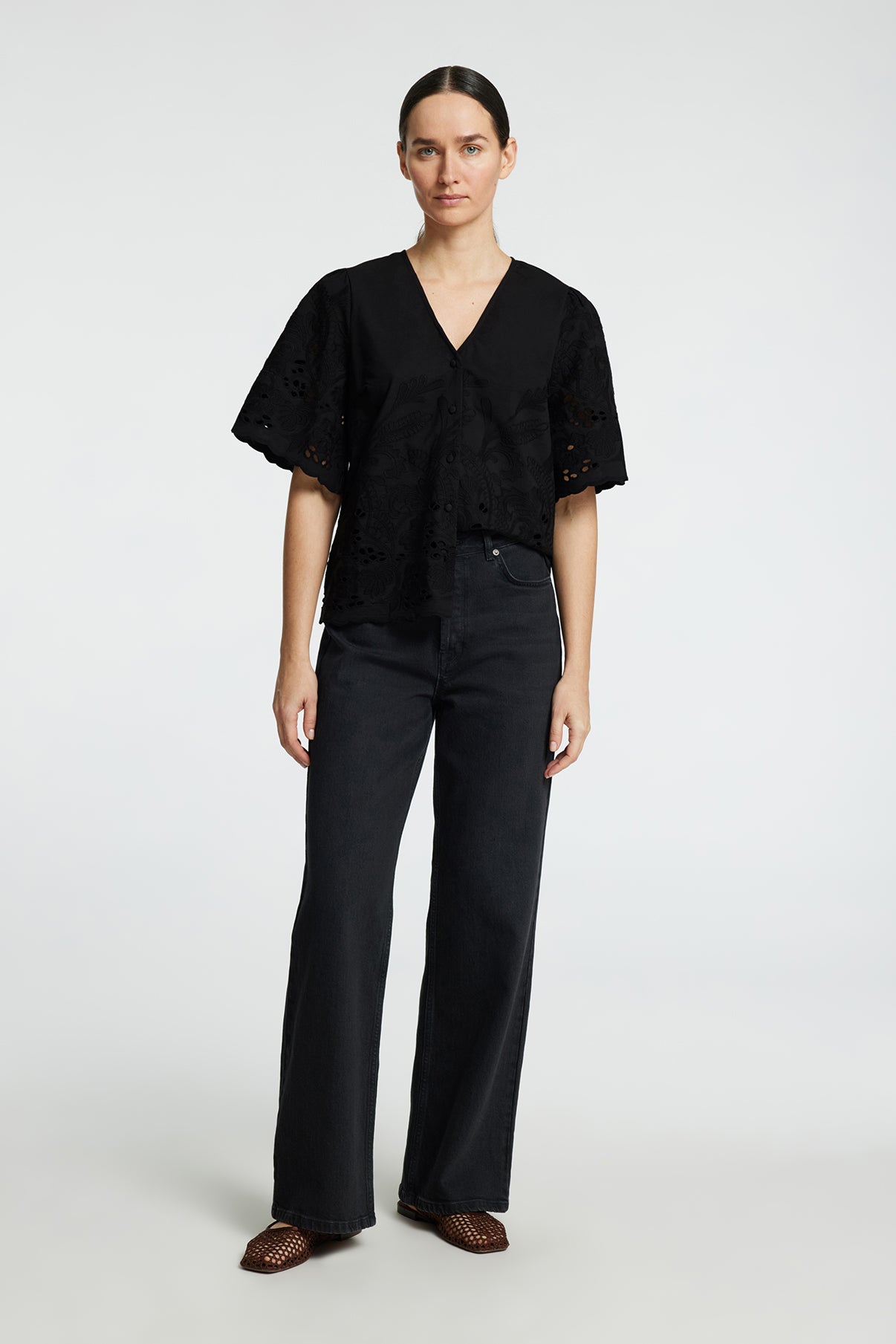 SELECTED FEMME SLFDAHLIA SS BRODERI SHIRT NOOS