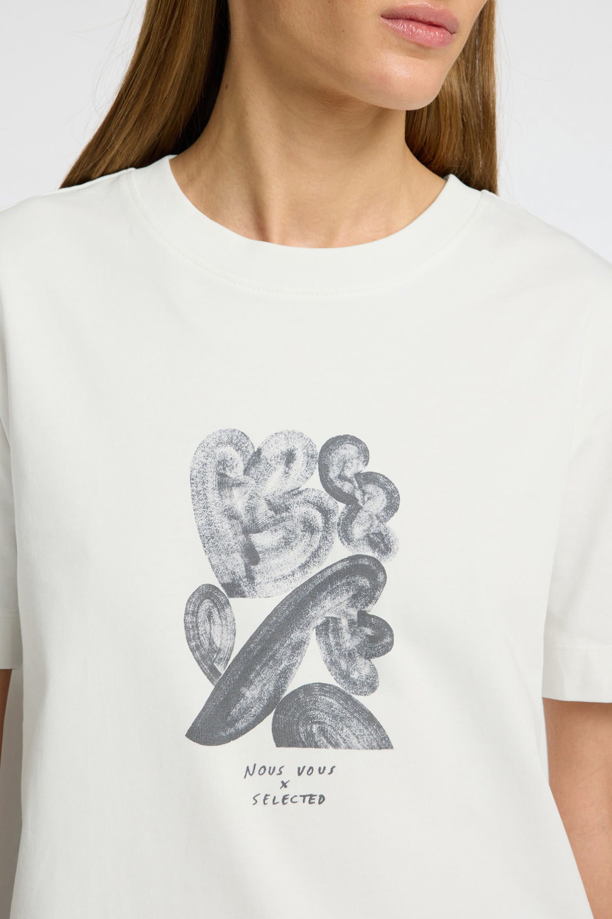 SELECTED FEMME SLFESSENTIAL SS BOXY PRINTED INK TEE