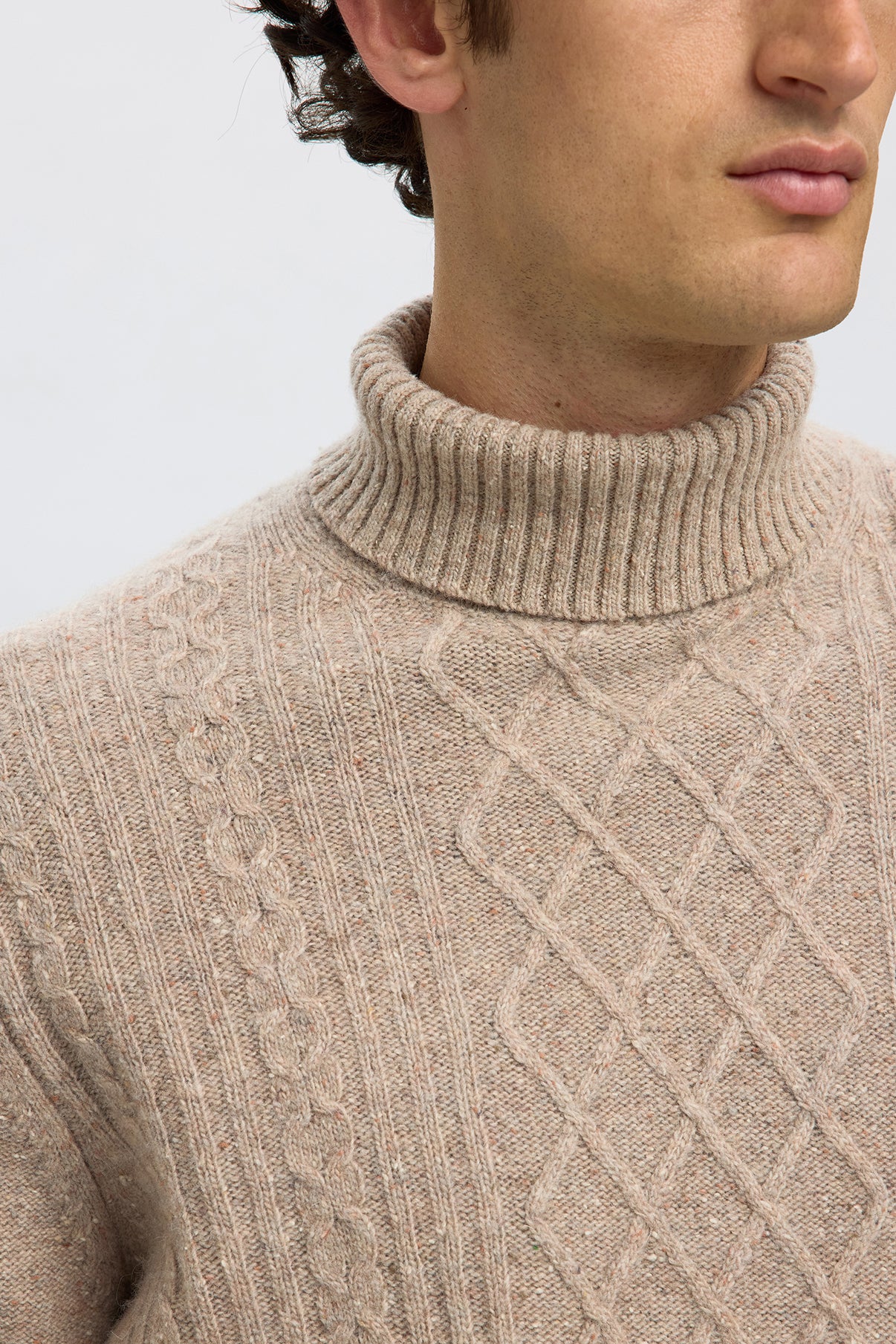 SELECTED HOMME SLHNEIL LS KNIT RELAXED CABLE ROLL NECK