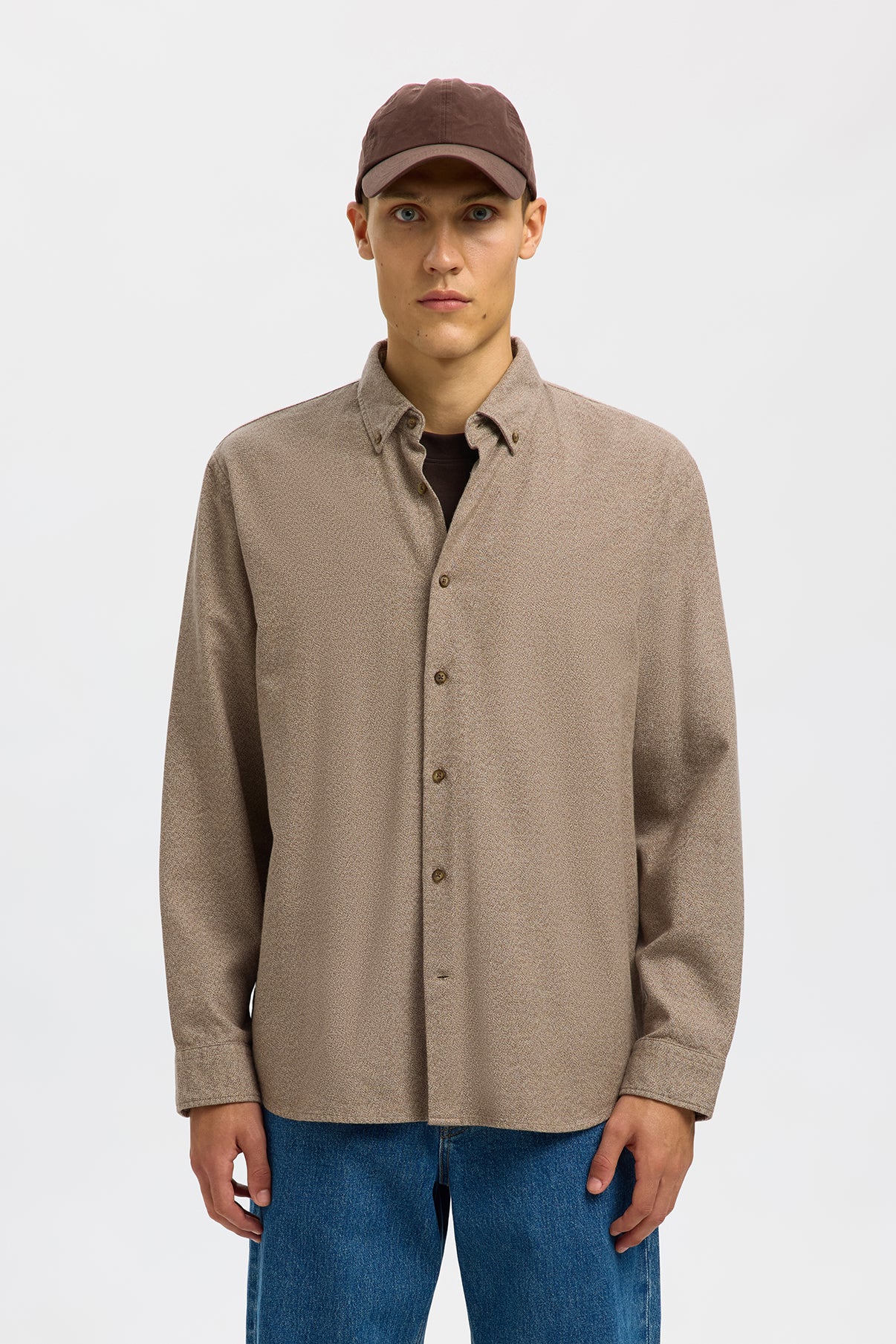 SELECTED HOMME SLHREGNOAH MIX BDWN LS SHIRT CAMP
