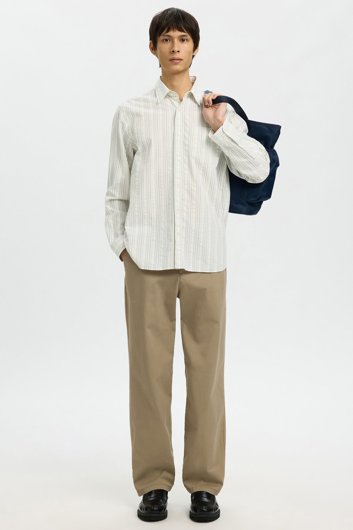 SELECTED HOMME SLHREGFREDDIE MIX SEERSUCKER LS SHIRT