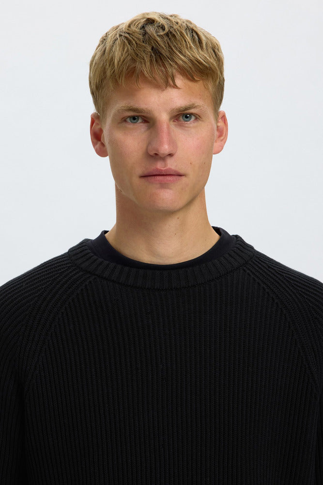 SLMBRAUN - Langærmet striktrøje med crewneck