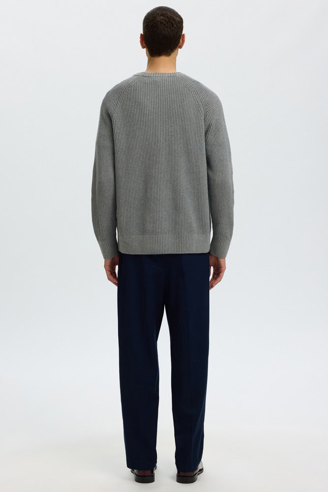 SLMBRAUN - Langærmet striktrøje med crewneck