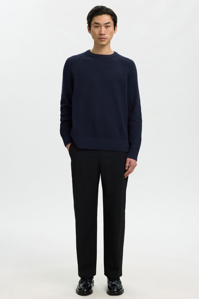 SLMBRAUN - Langærmet striktrøje med crewneck