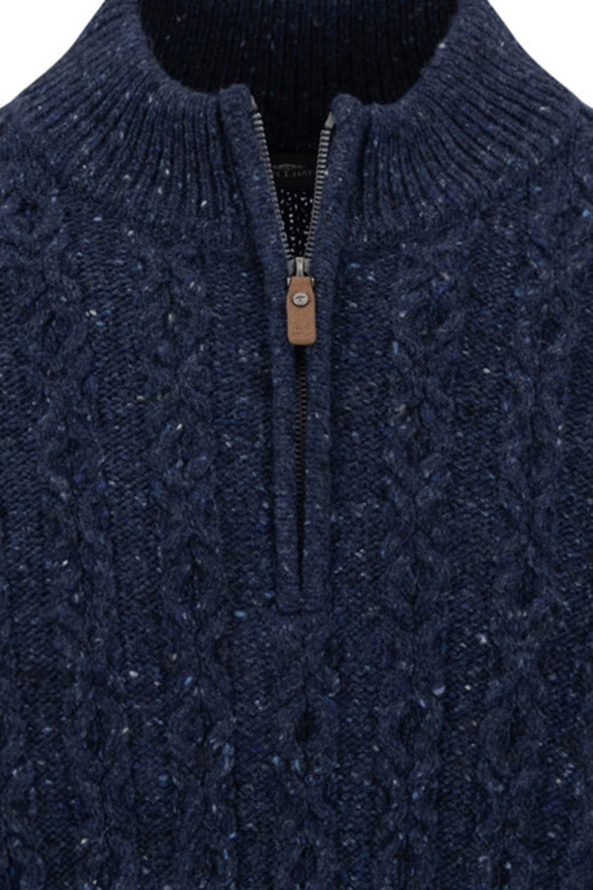 Zip Troyer - Kabelstrik i uld med half zip