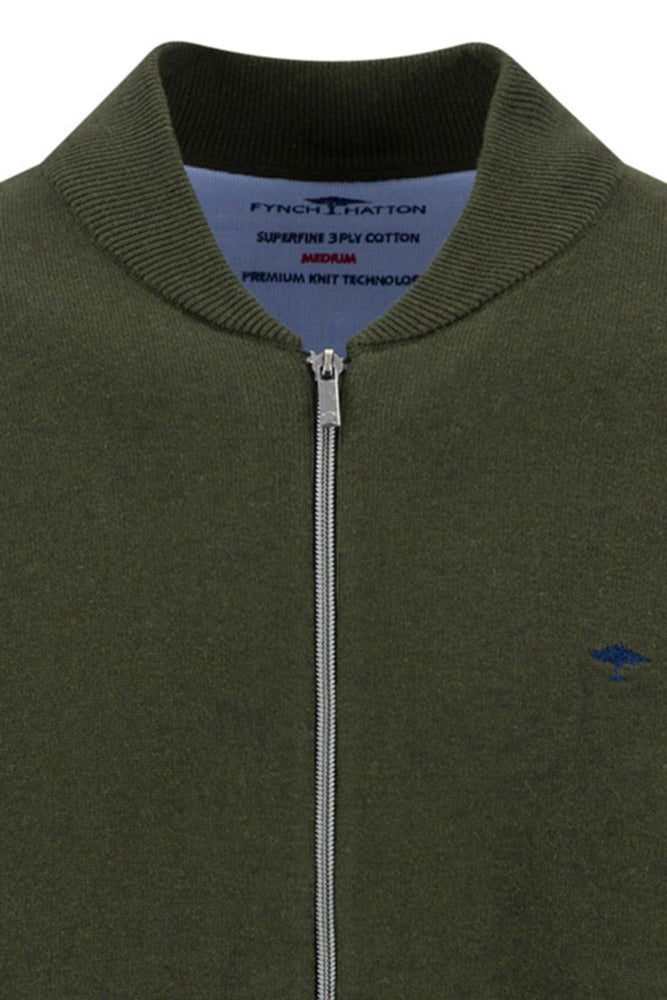 Cardigan med lynlås og broderet logo
