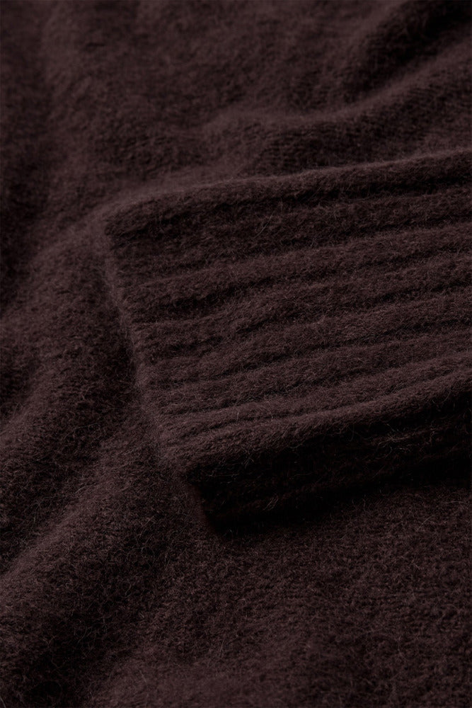 Strikbluse med trekvartærmer i baby alpaca